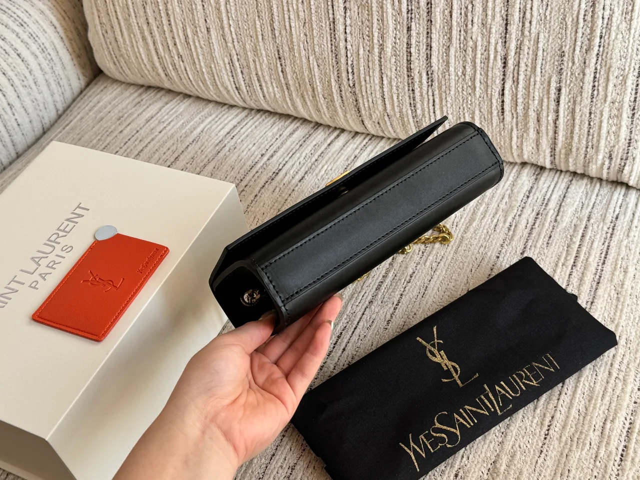 Saint Laurent Monogram chain wallet in Black & White · view 6