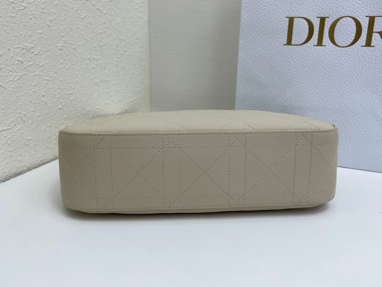 Dior Quilted Hobo Bag in Cream · view 4