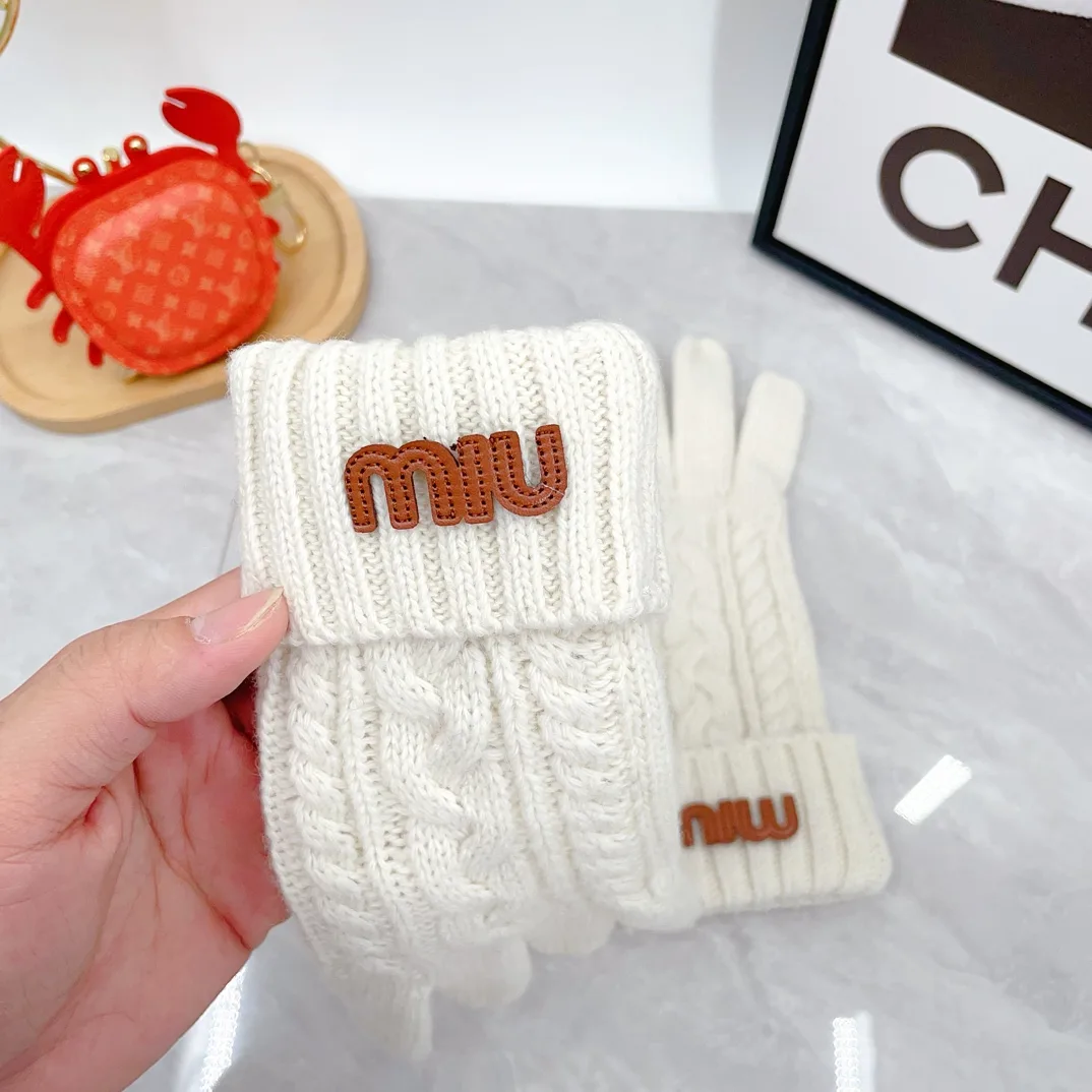 Miu Miu Wool Ribbed Hat Scarf and Gloves Set in White · view 8