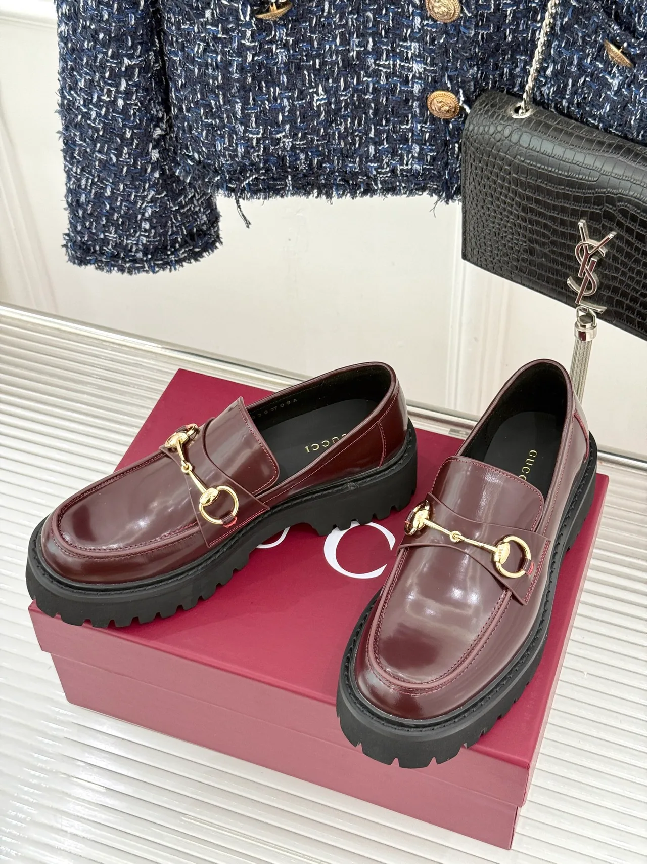 Gucci Horsebit Loafers in Burgundy · view 3