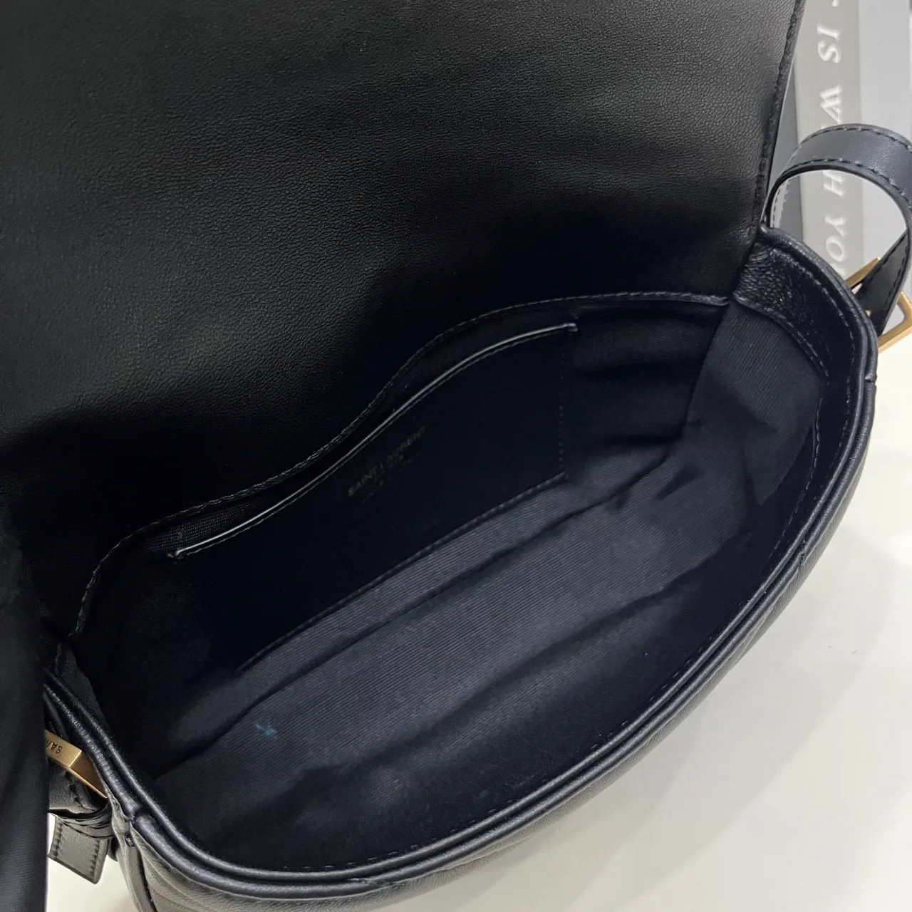 Saint Laurent Sheepskin Quilted Glossy Crossbody Bag in Black · view 8