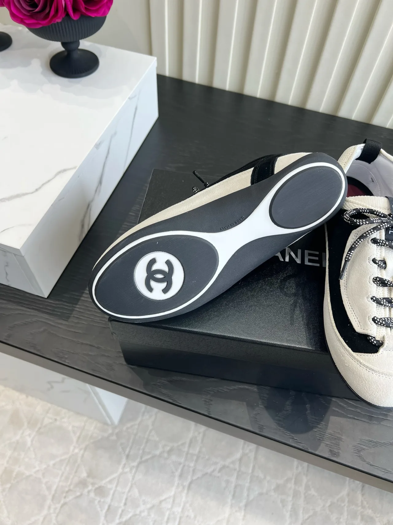 Chanel Cowhide Sneakers in White · view 6
