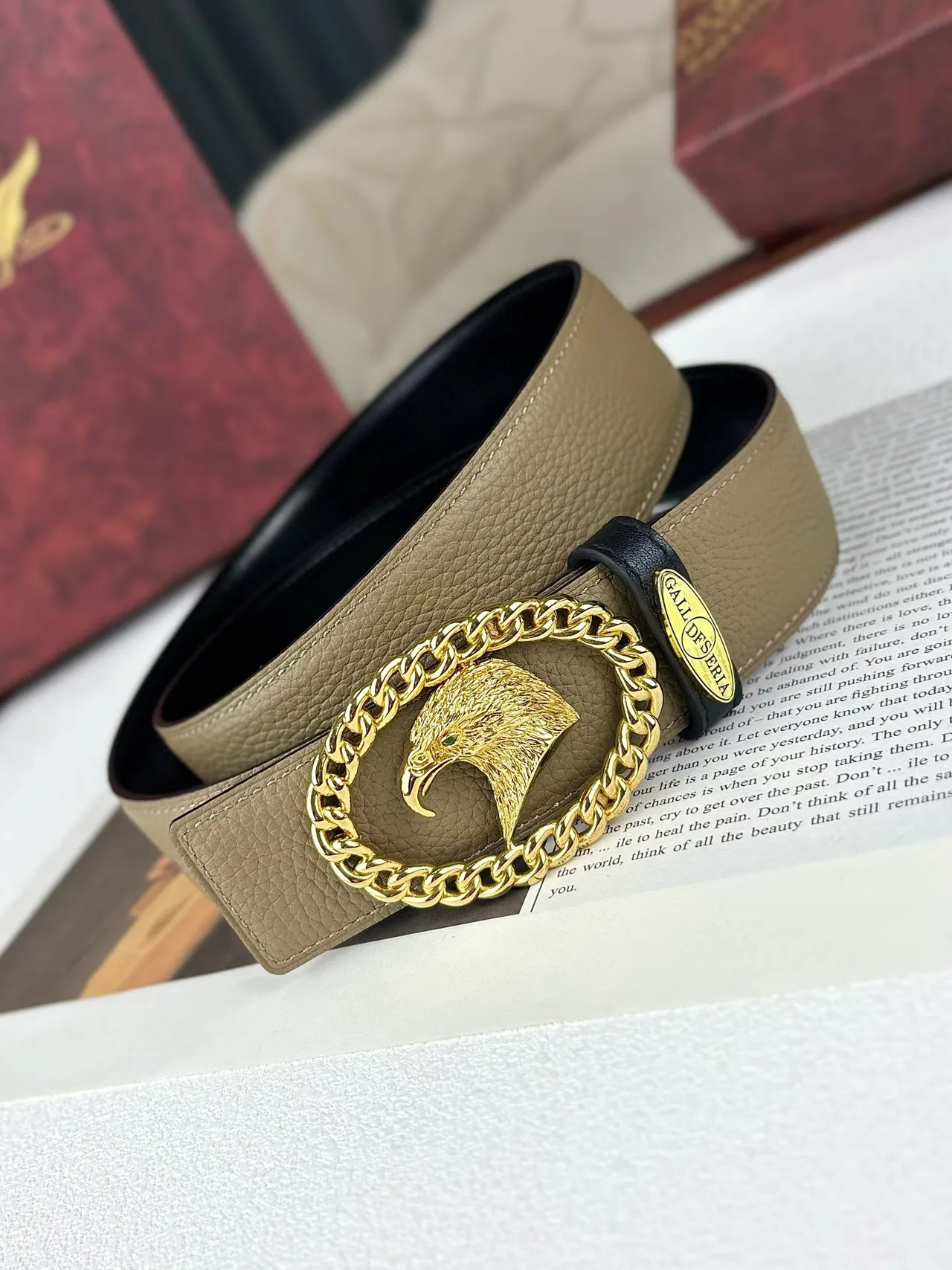 Gall Deseria Eagle Buckle Belt in Grey · view 6