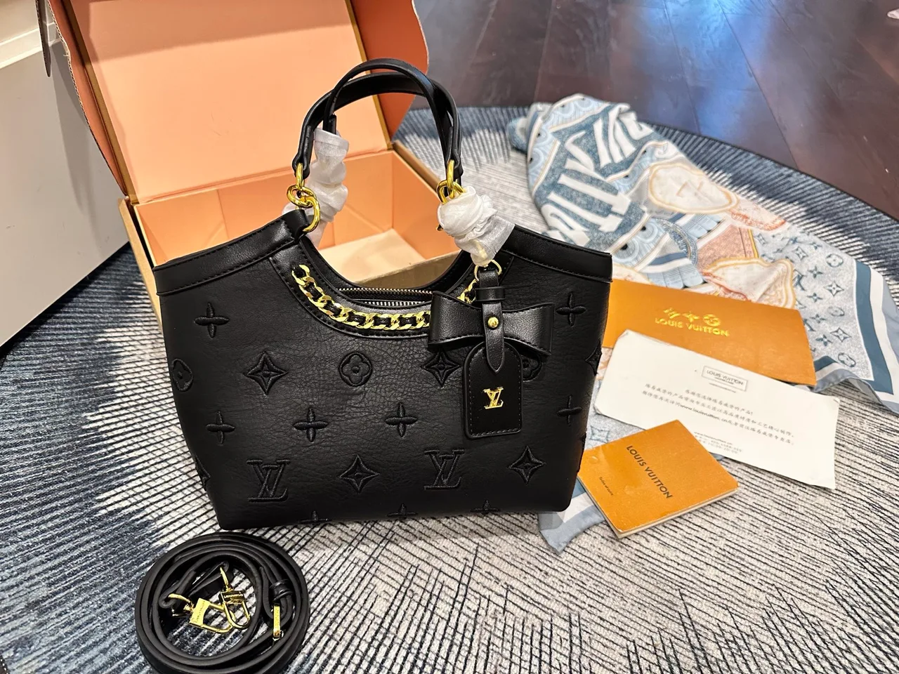 Louis Vuitton Embroidered Monogram Tote in Black / Brown / Pink / Beige / White / Grey · view 1