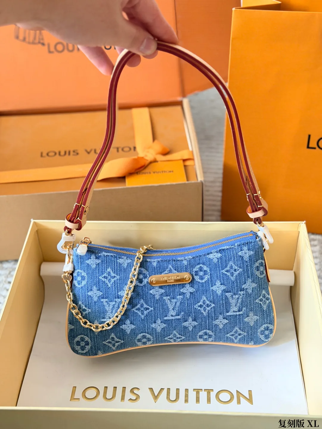 Louis Vuitton Cowhide Canvas Monogram Clutch in Blue · view 1