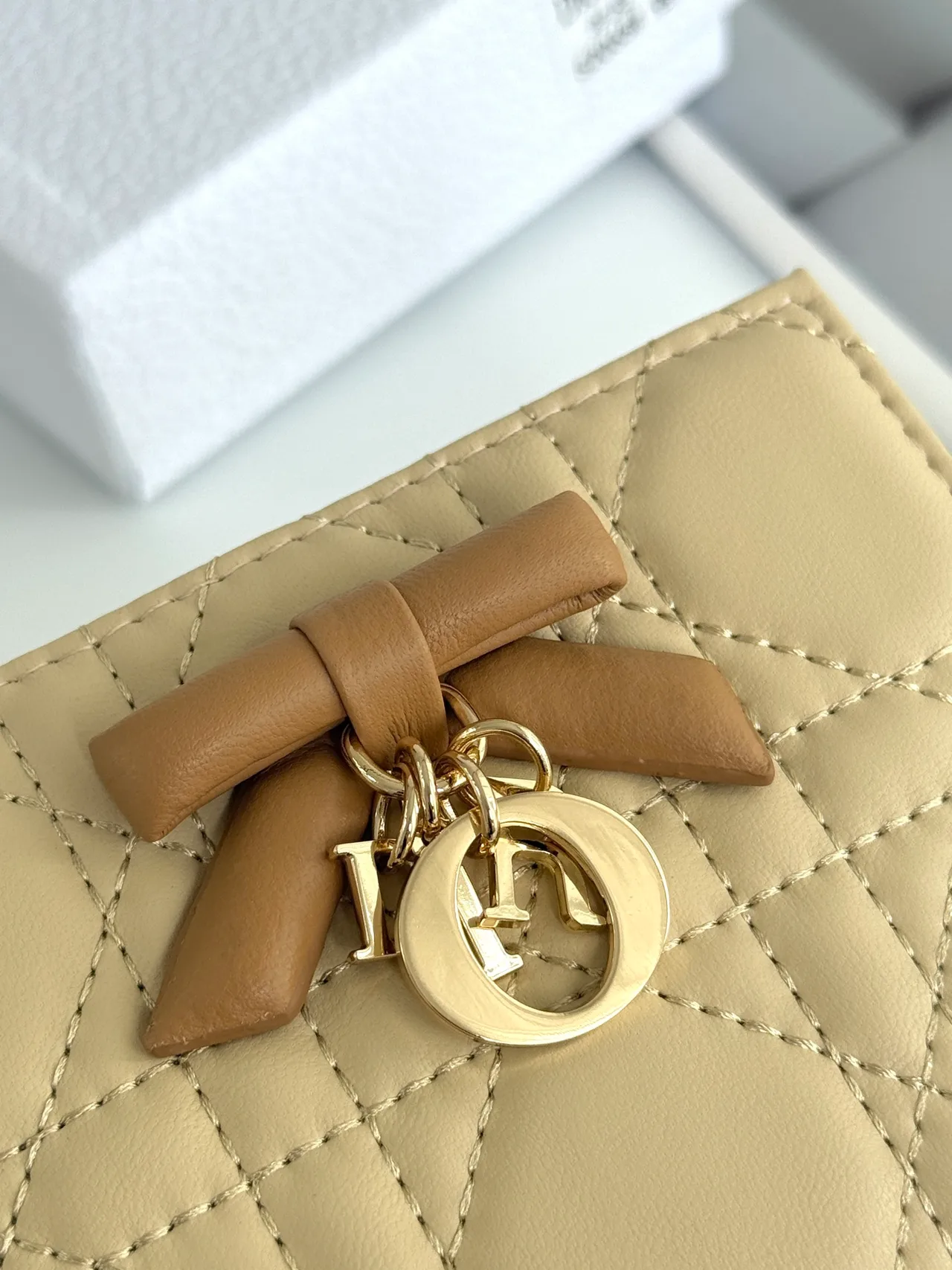 Dior Lambskin Quilted Wallet in Beige · view 3