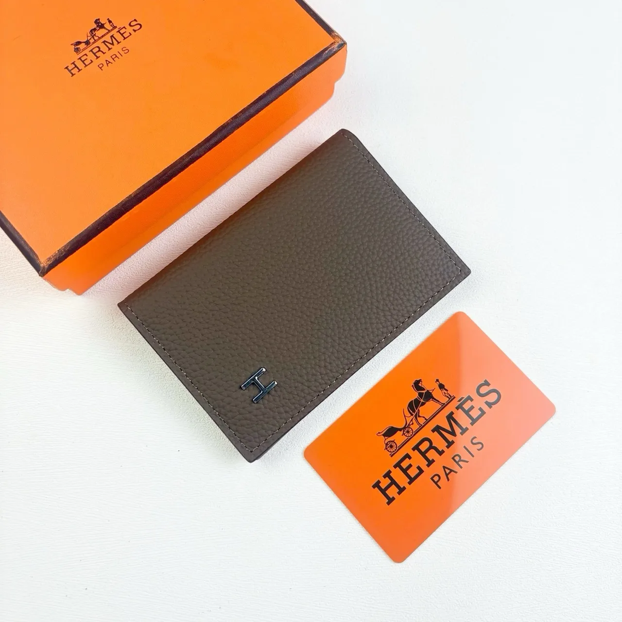 Hermes H-logo long wallet in Grey & Black & Brown & Blue & Orange & Green · view 3