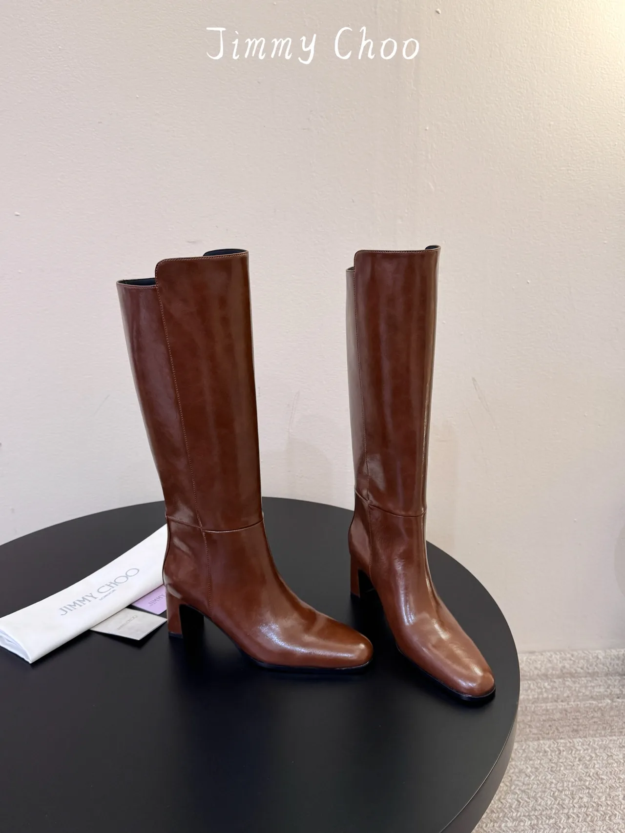 Jimmy Choo Cowhide Knee-High Boots in Brown · view 4