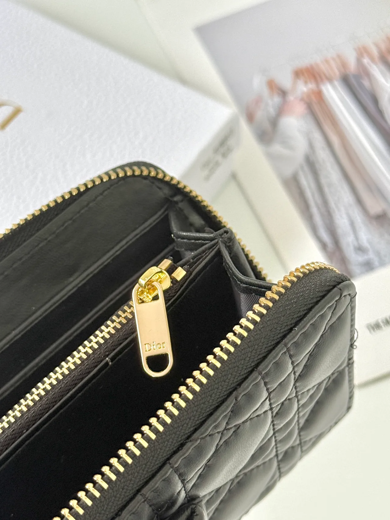 Dior Lambskin Quilted Wallet in Black · view 6