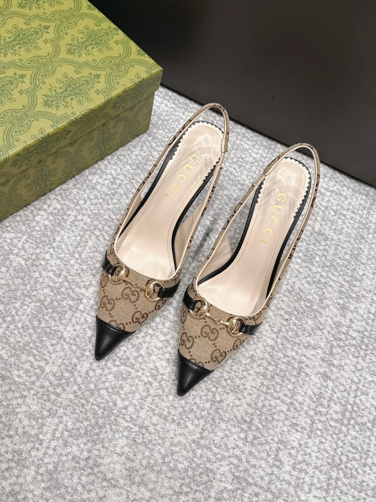 Gucci Slingback Heels in Beige · view 1