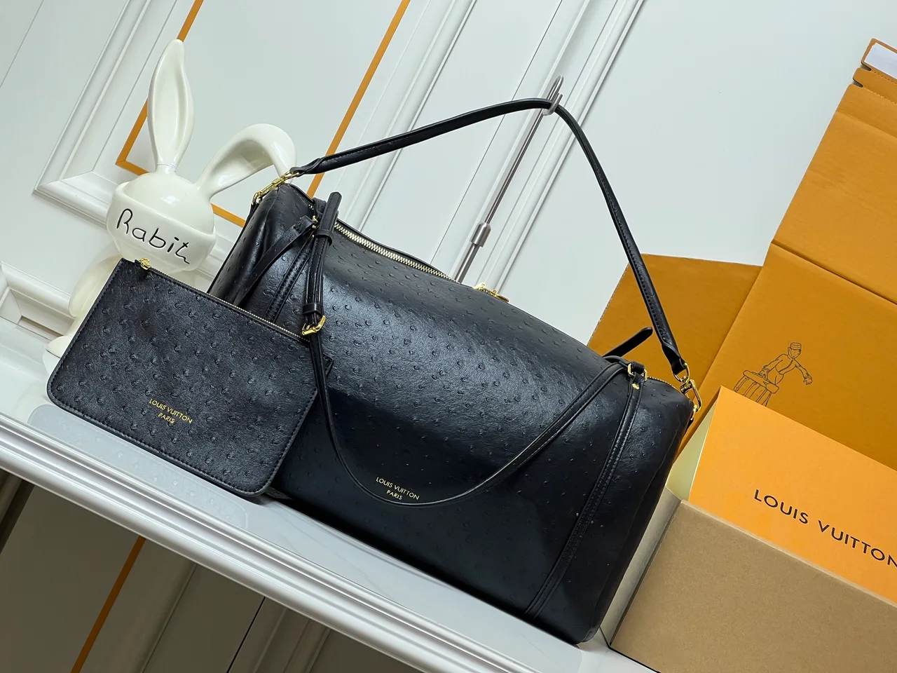 Louis Vuitton Cowhide Canvas Express Travel bag with pictured pouch in Black · view 8