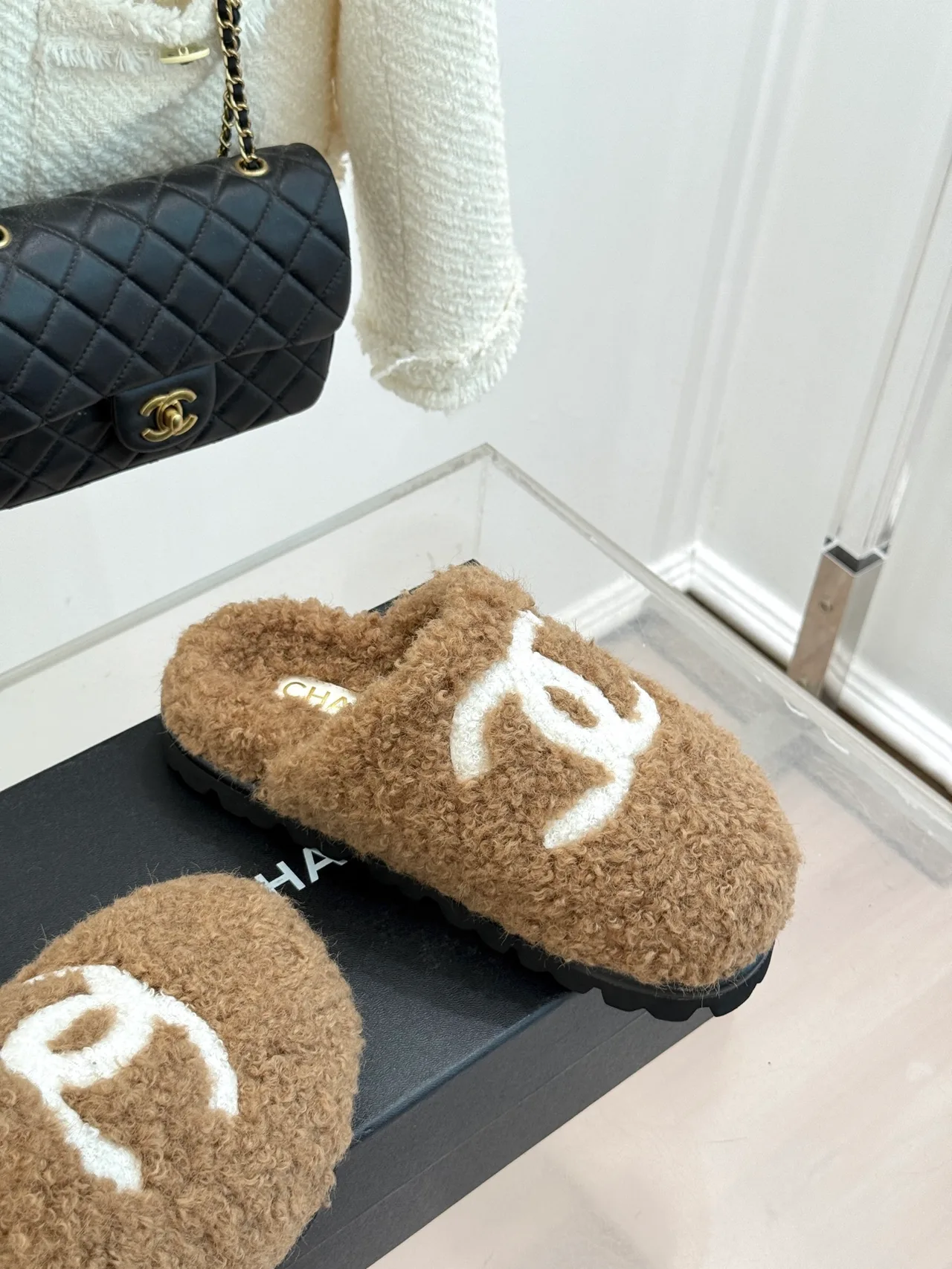 Chanel Denim Slippers in Tan · view 5