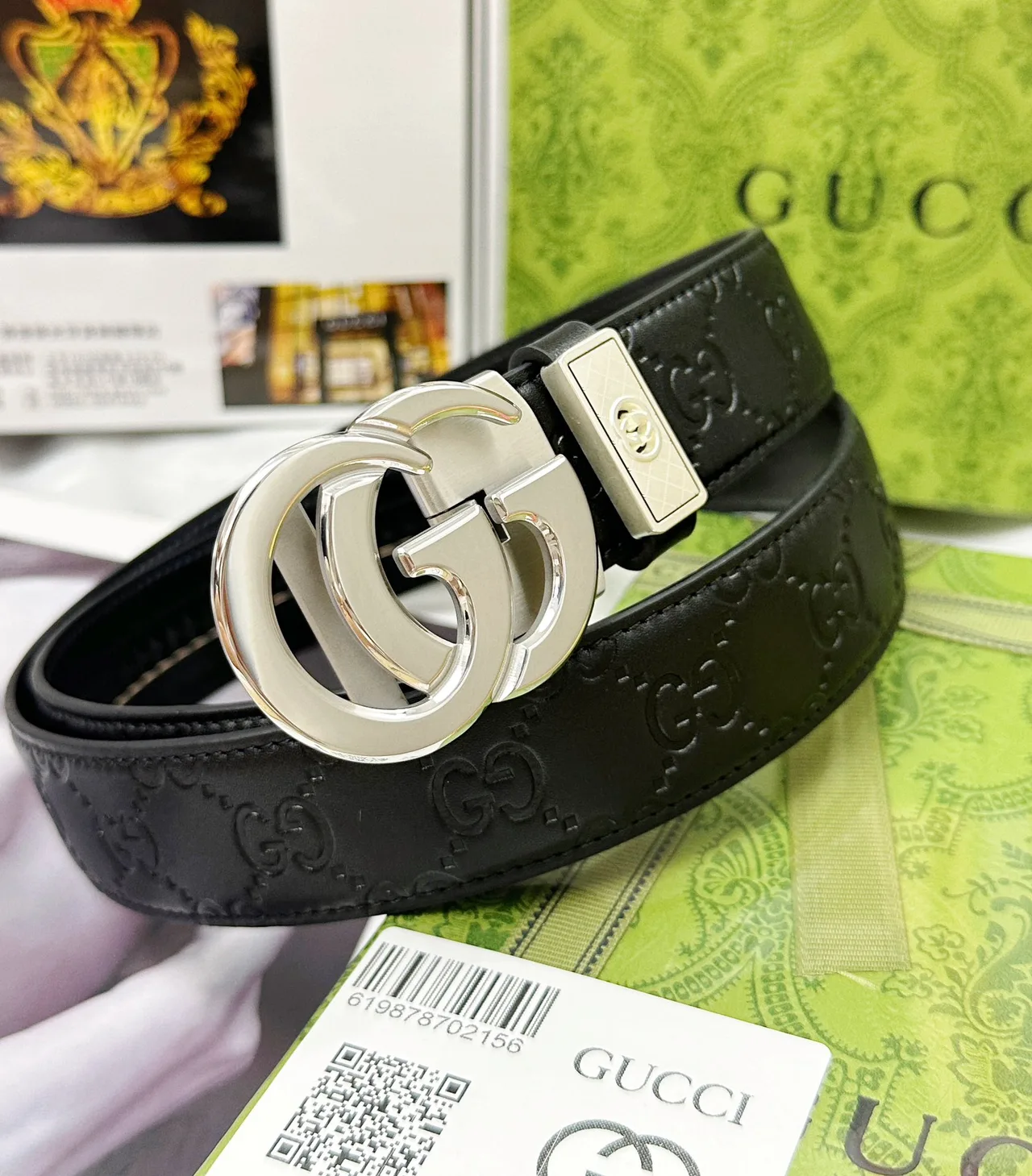 Gucci Calfskin Smooth Belt in Black · view 1