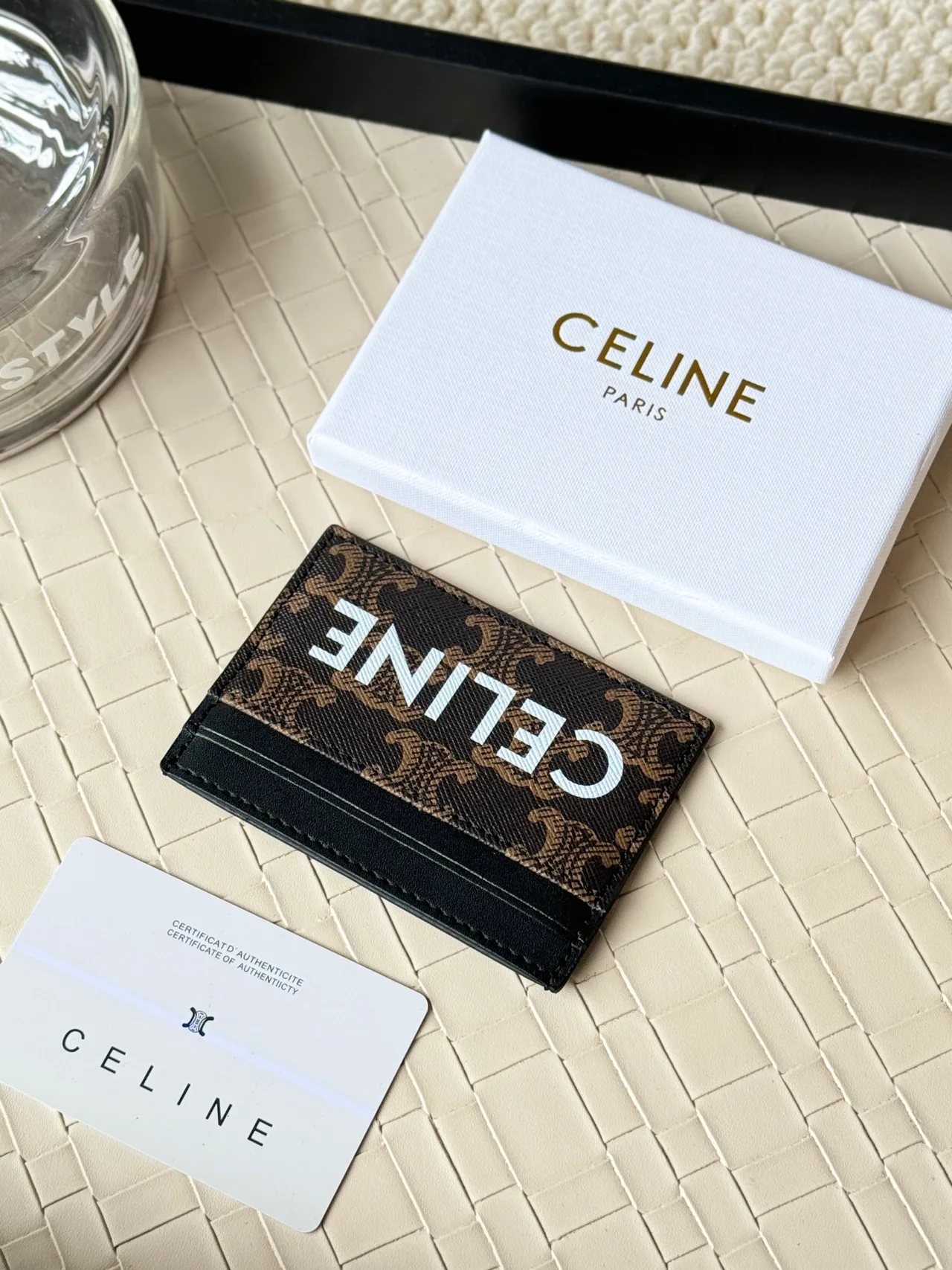 Celine Zip Cardholder in Brown · view 1