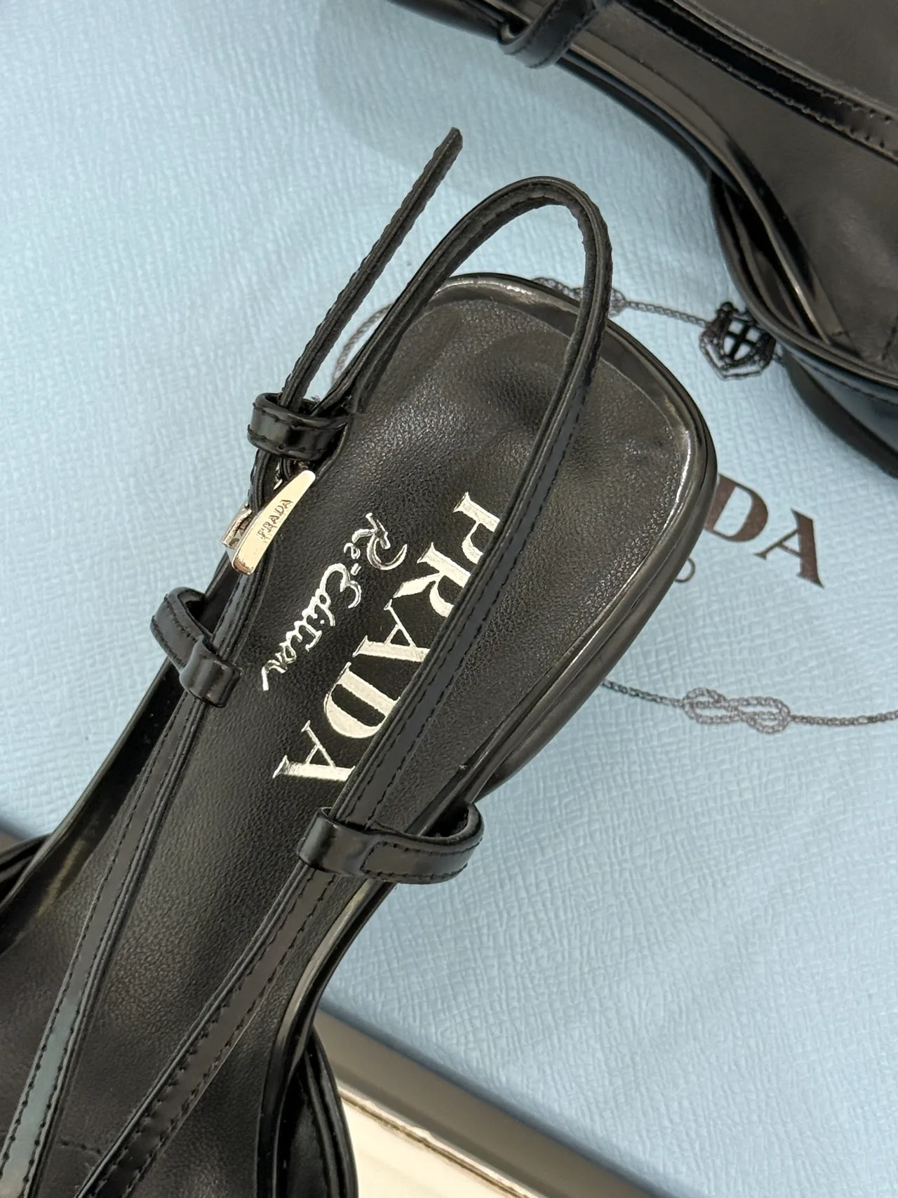 Prada Lambskin Pointed Slingback Pumps in Black · view 8