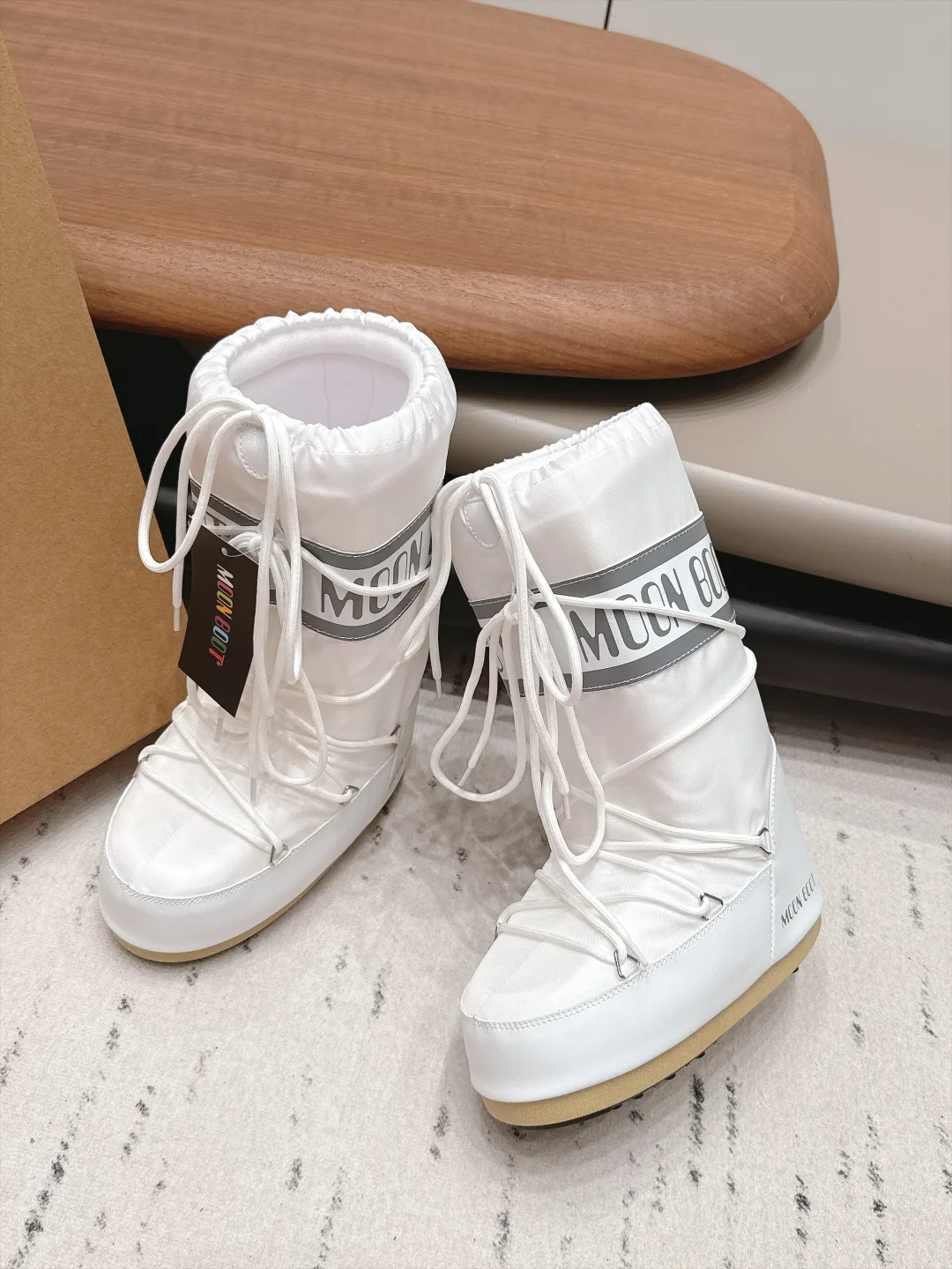 Moon Boot Smooth Snow Boots in White · view 3