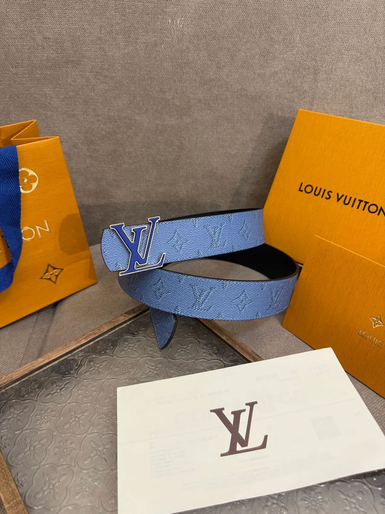 Louis Vuitton Leather Reversible Belt in Blue · view 2