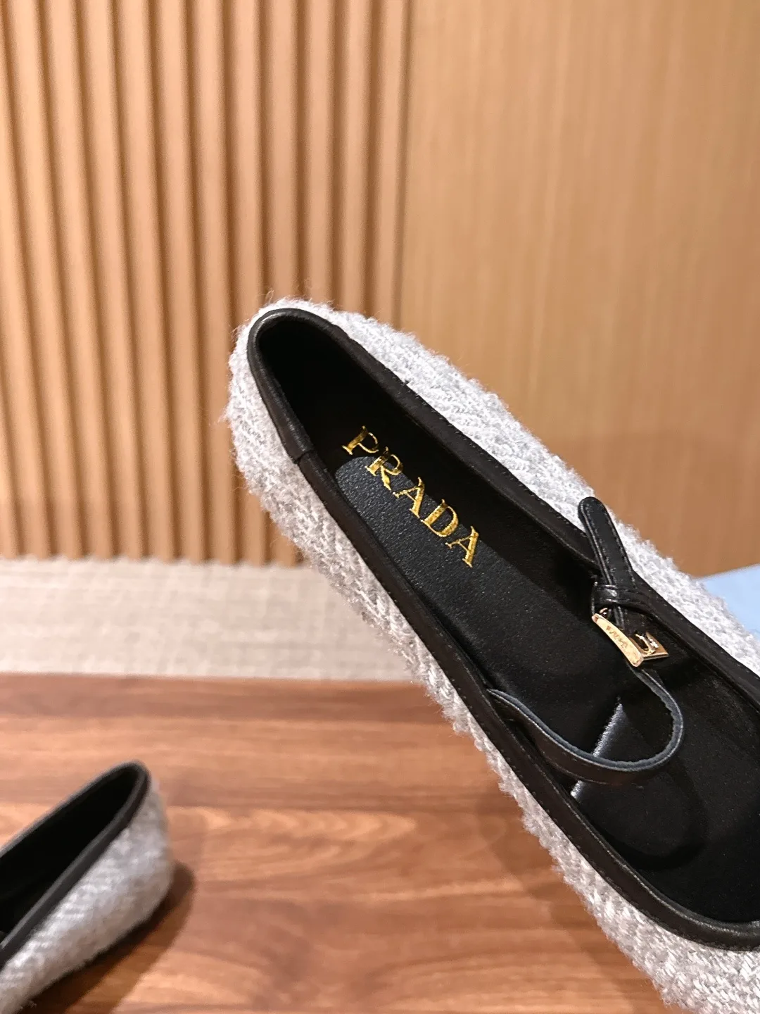 Prada Smooth Flats in Grey · view 8