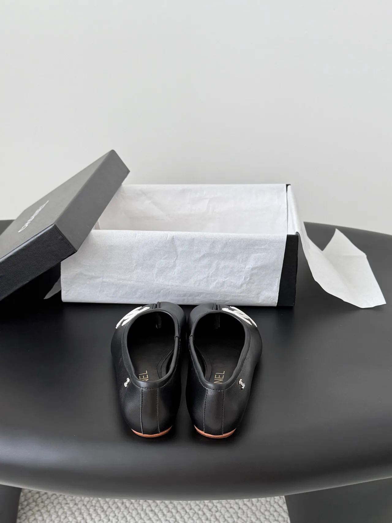 Chanel Cowhide Ballet Flats in Black · view 3