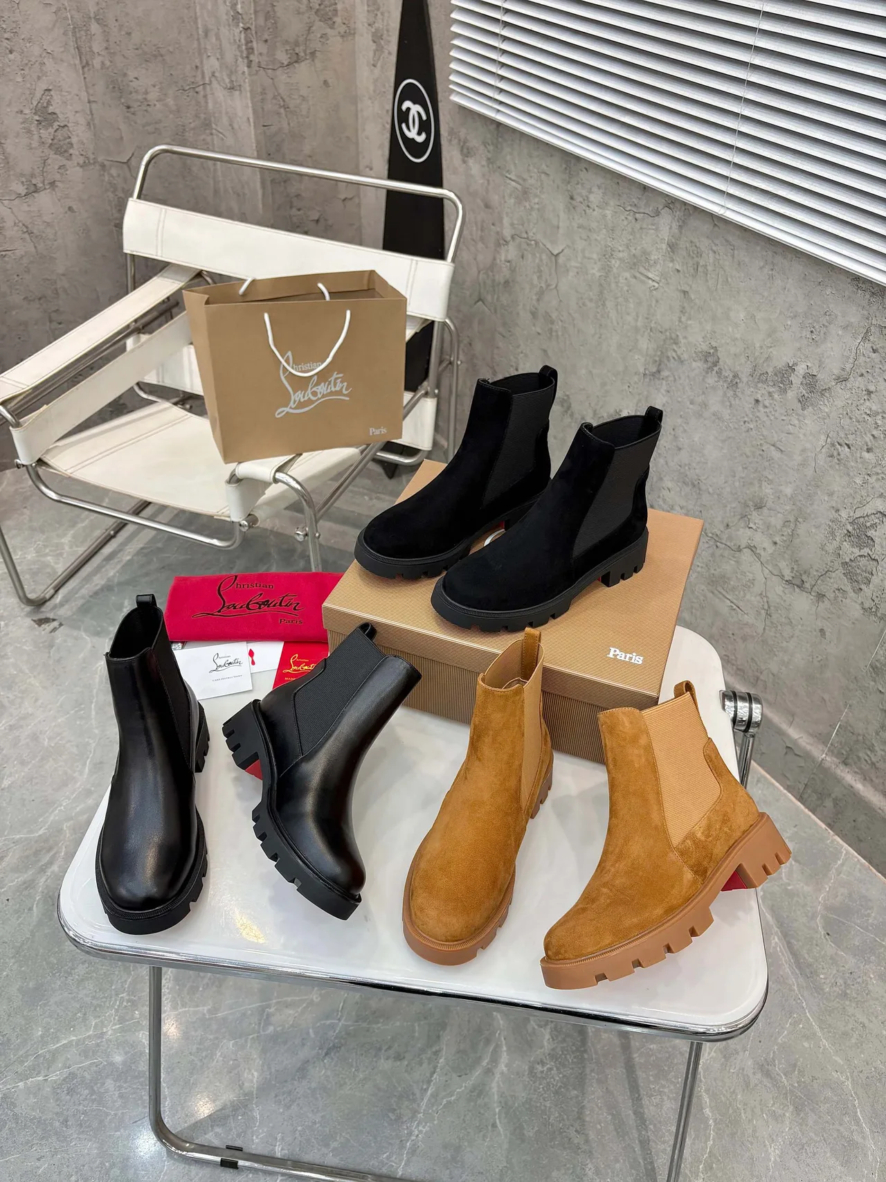 Christian Louboutin Chelsea Boots in Black & Brown & Grey · view 2