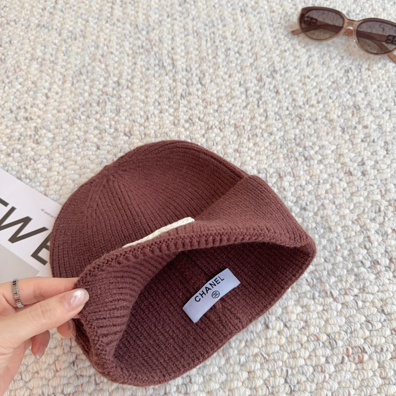 Chanel Beanie in Burgundy · view 4