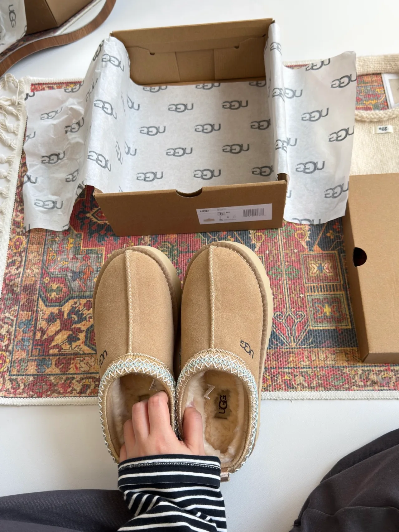 UGG Round-Toe Platform Mules in Beige · view 2