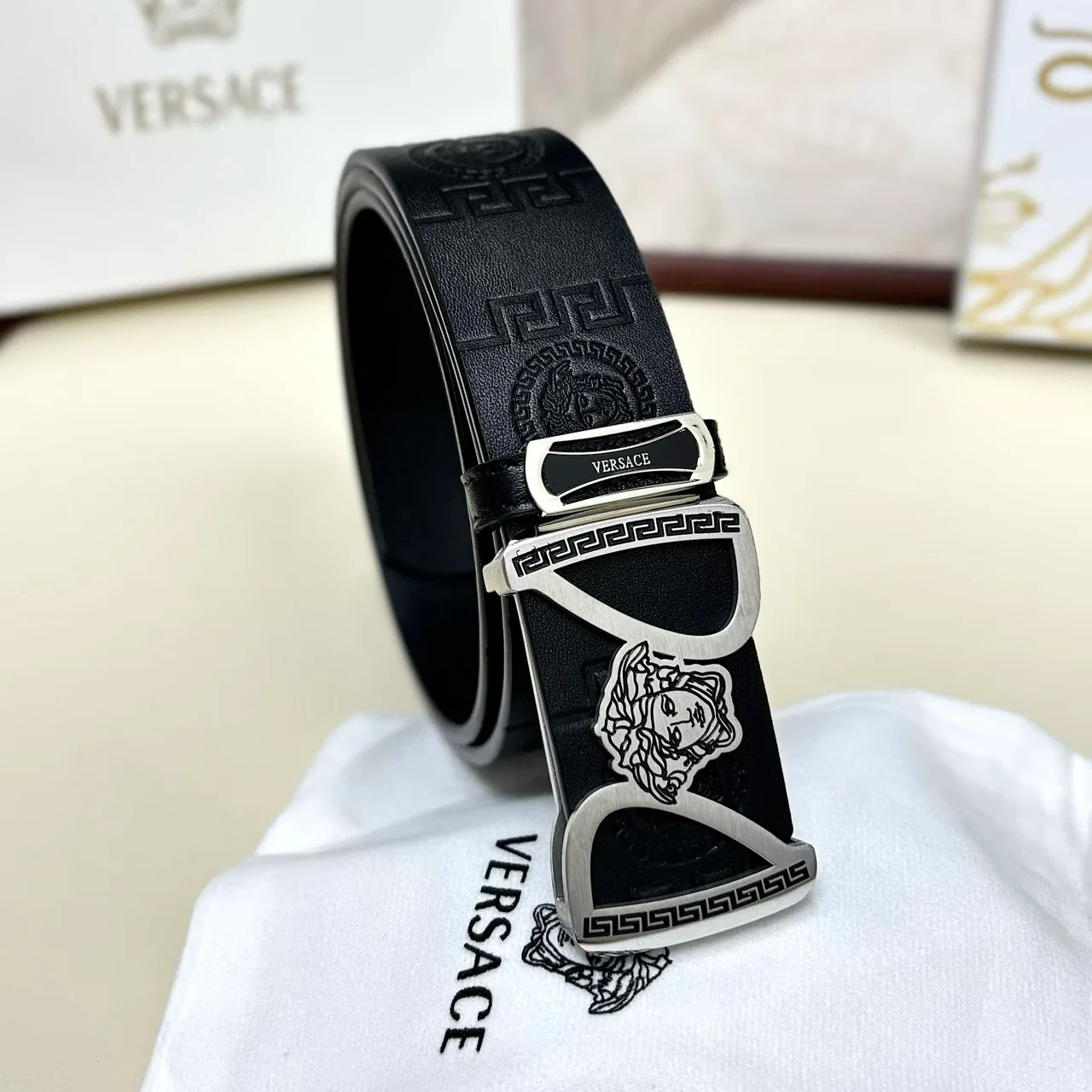 Versace Medusa Buckle Belt in Black · view 1