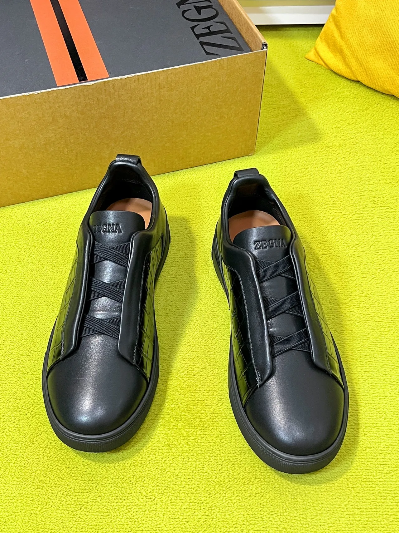 Zegna Triple Stitch Sneakers in Black · view 2