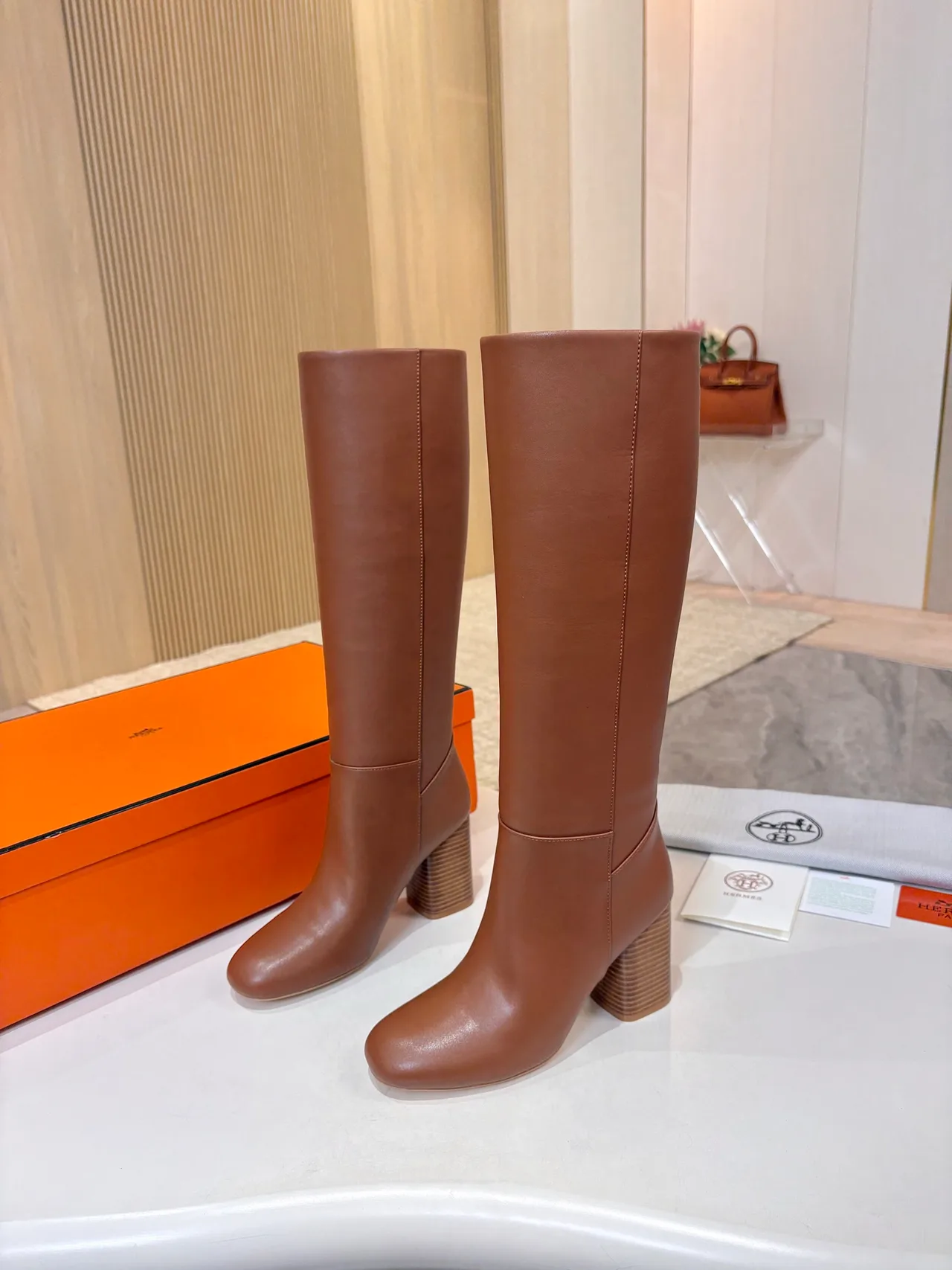 Hermes Cowhide Boots in Brown · view 4