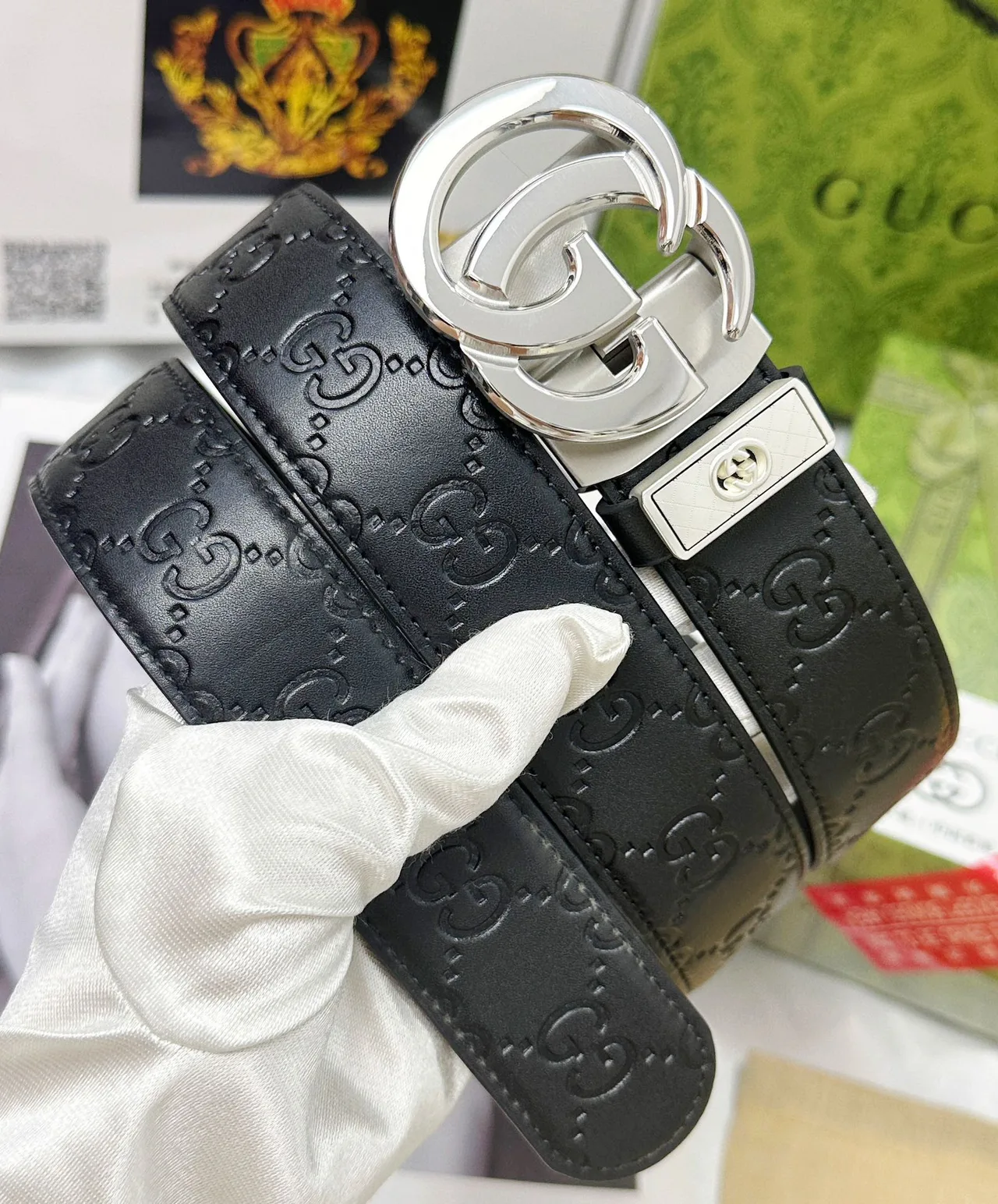 Gucci Calfskin Smooth Belt in Black · view 2