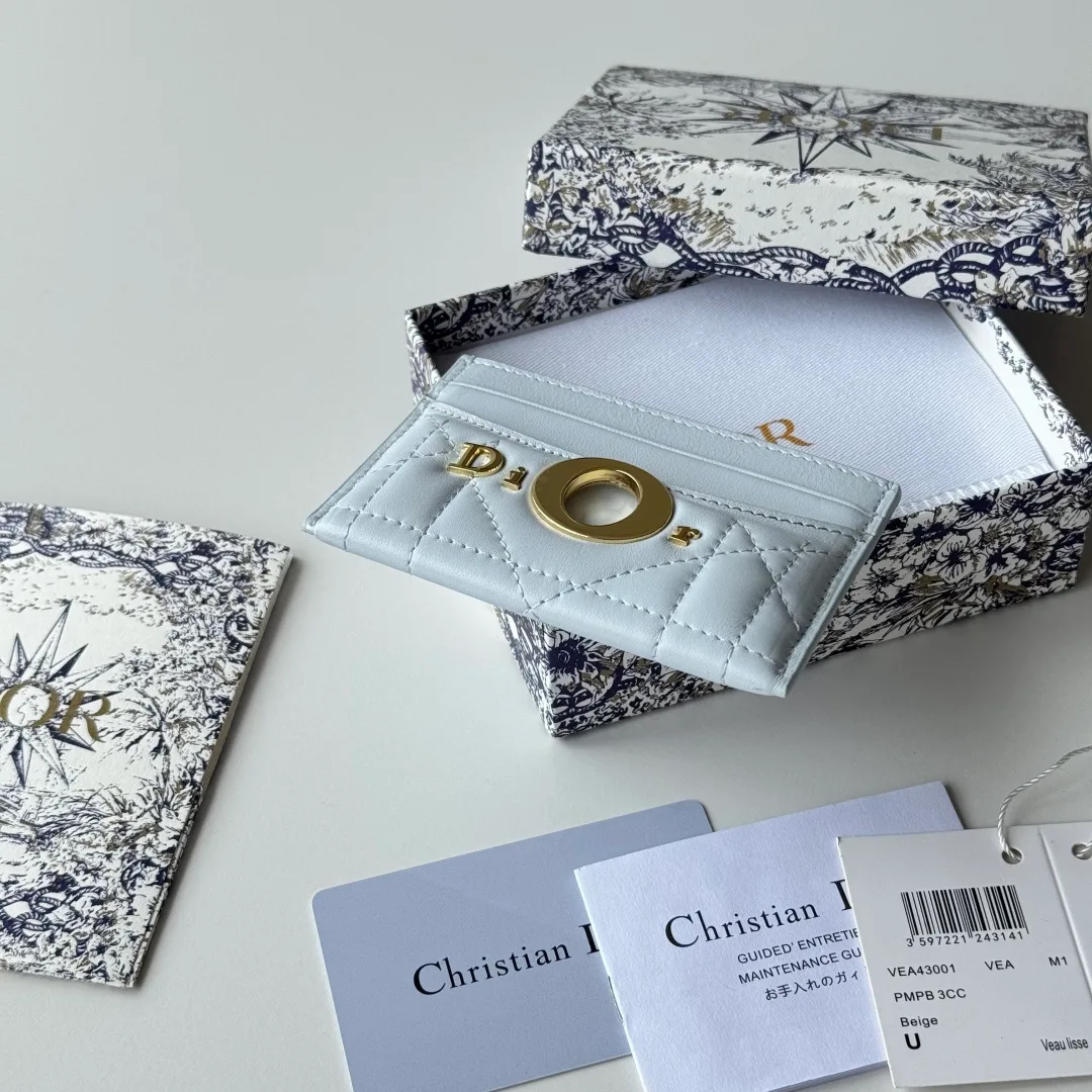 Dior Lambskin Quilted Cardholder in Blue · view 7