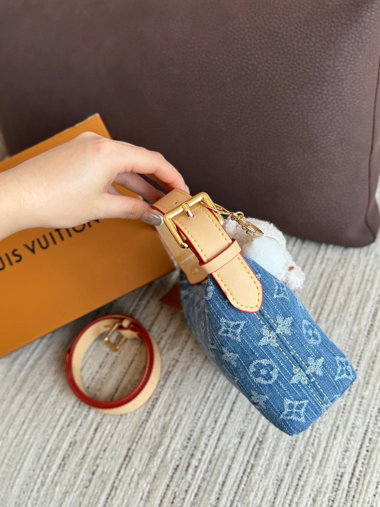 Louis Vuitton Embroidered Cherry Denim Pouch in Blue · view 6