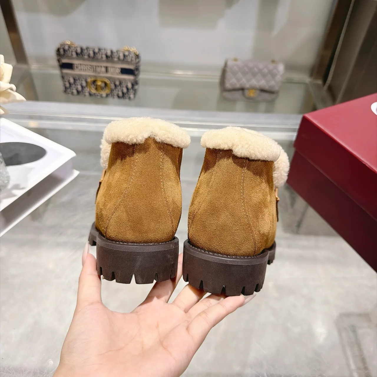 Cowhide Horsebit Lined Ankle Boots in Brown · view 8
