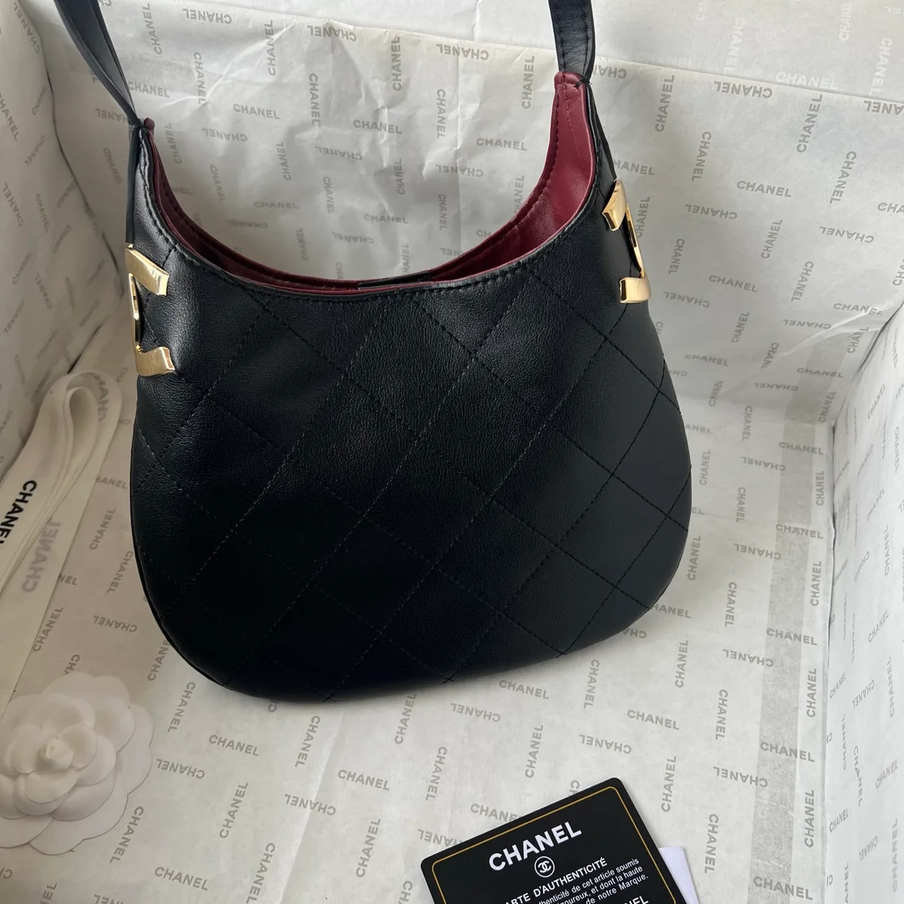 Chanel Quilted Hobo Bag in Black · view 2