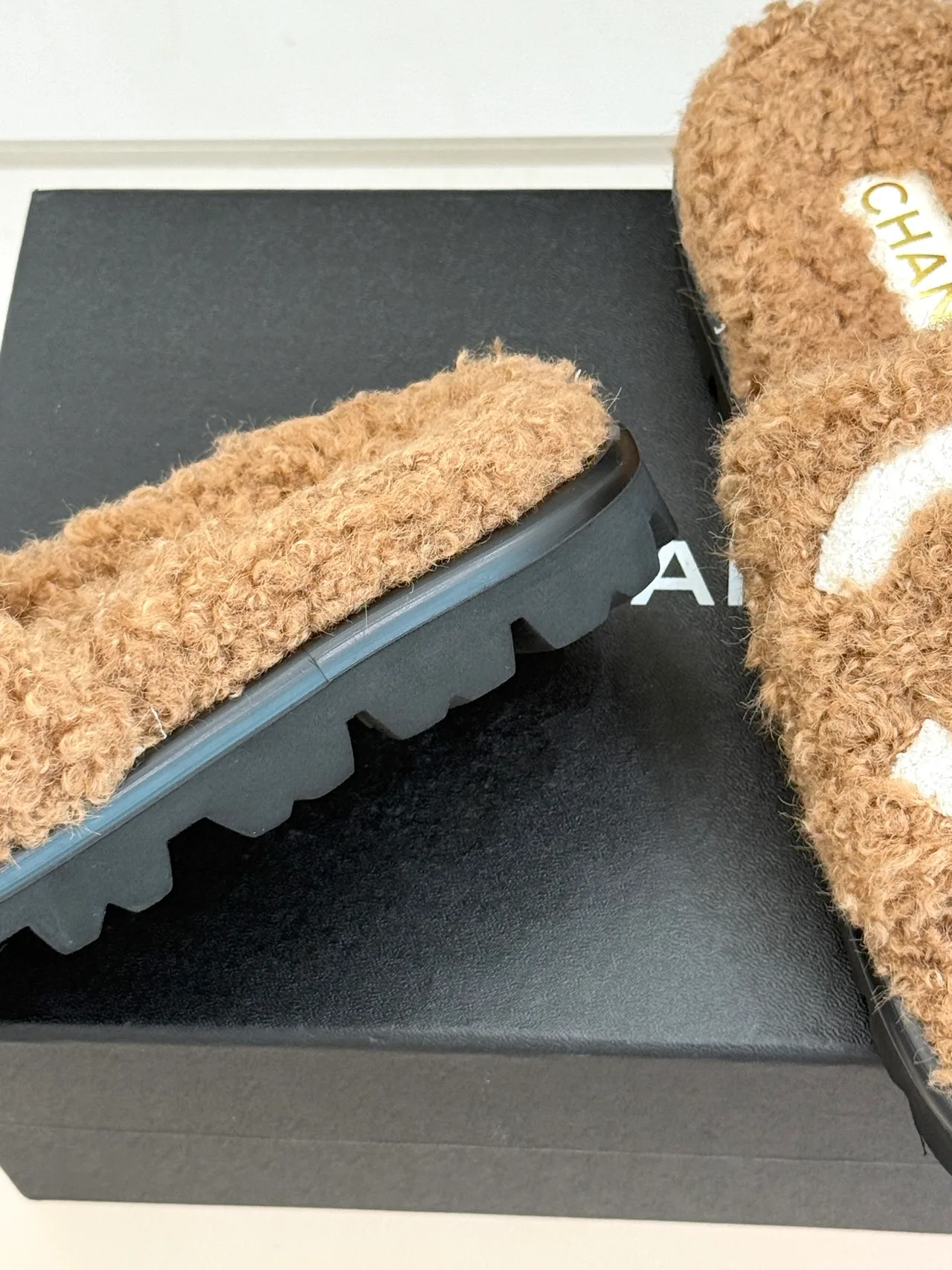 Chanel Denim Slippers in Tan · view 6