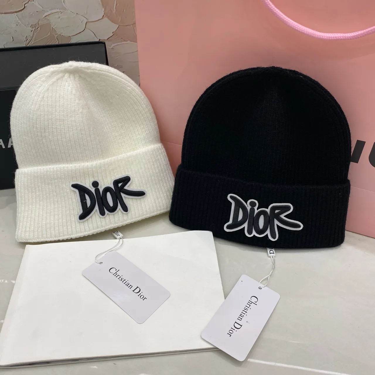 Dior Logo knit beanie in Black & White · view 6