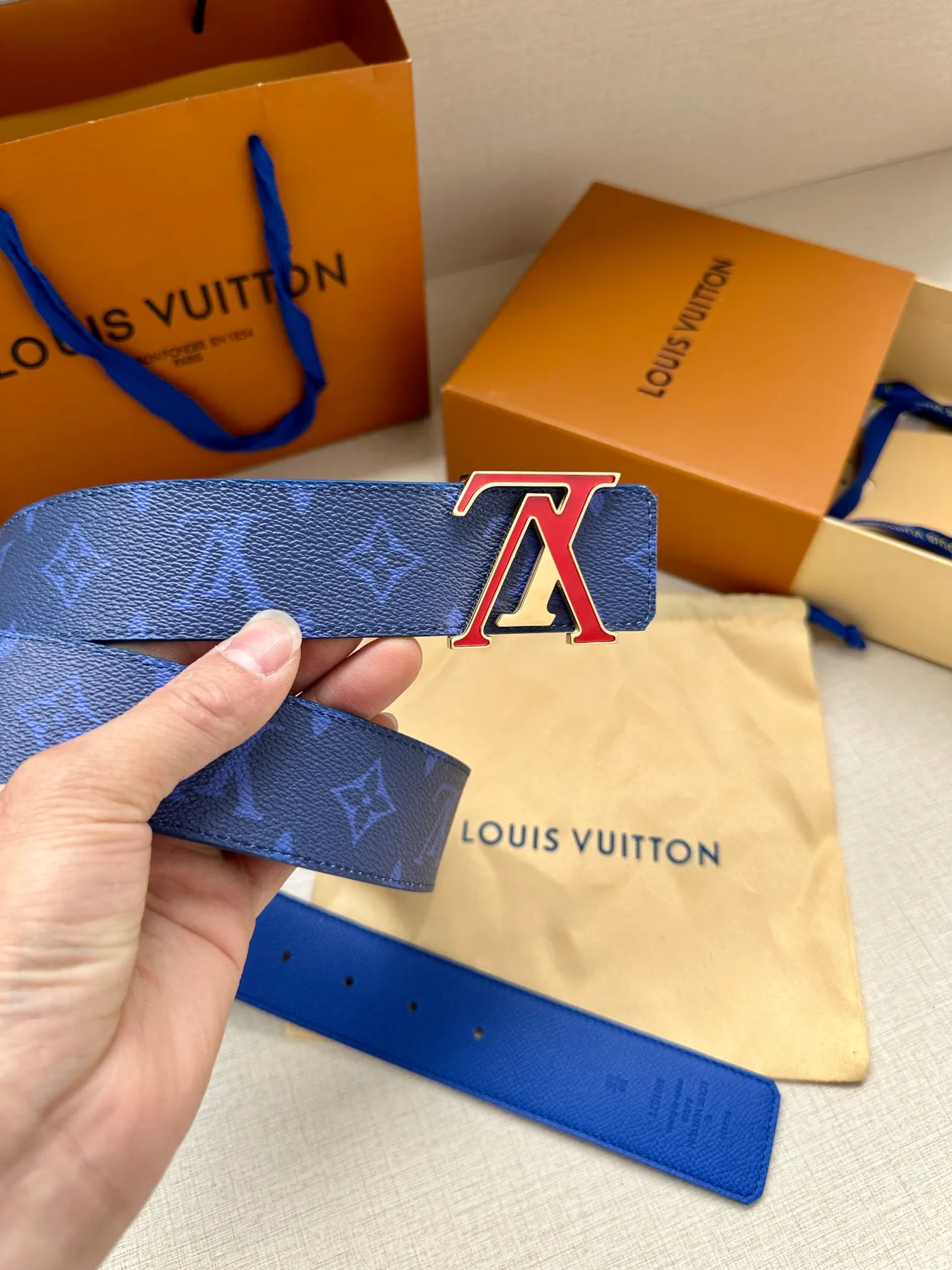Louis Vuitton Canvas Belt in Blue · view 3