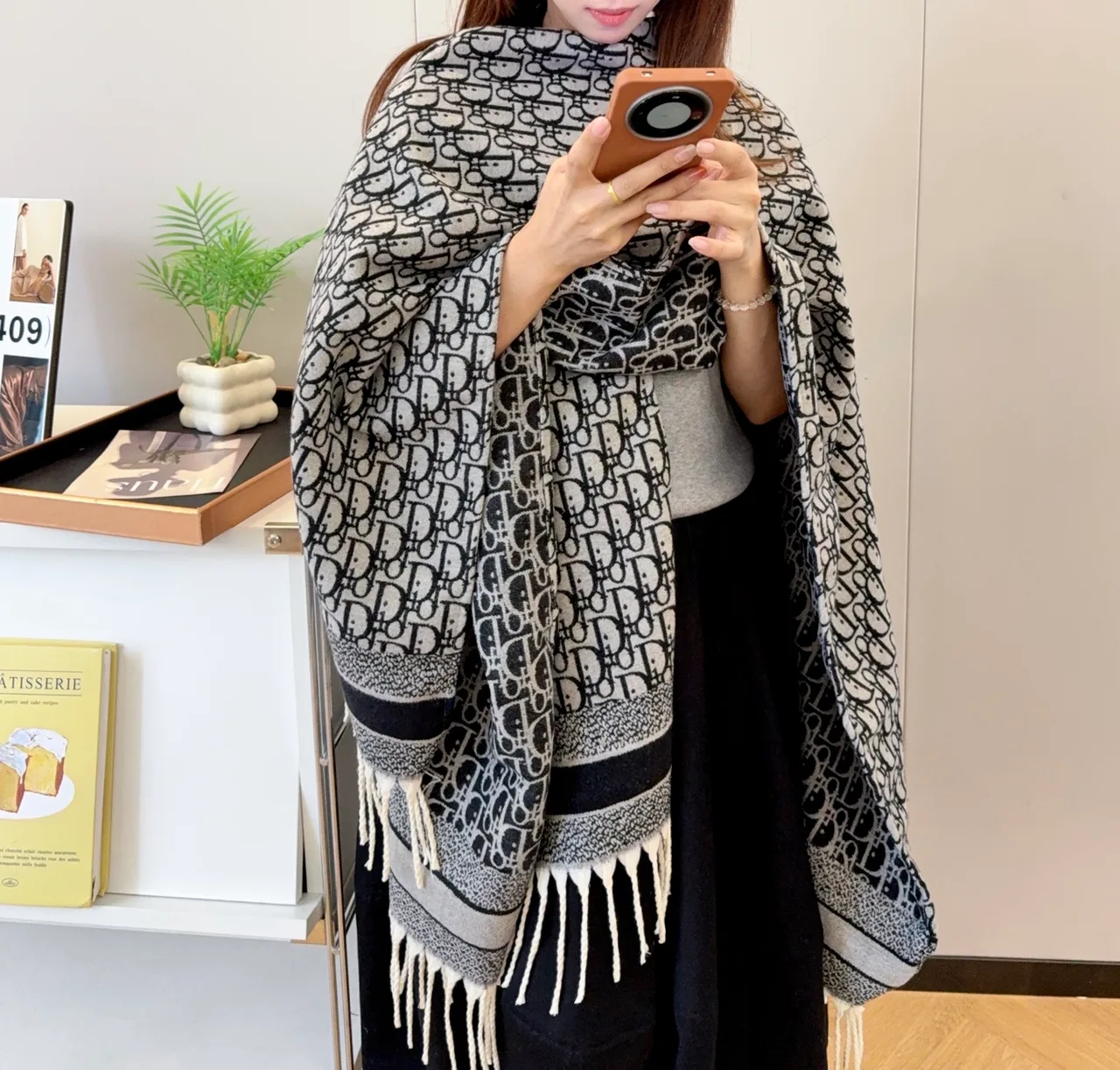 Dior Cashmere Poncho in White · view 6