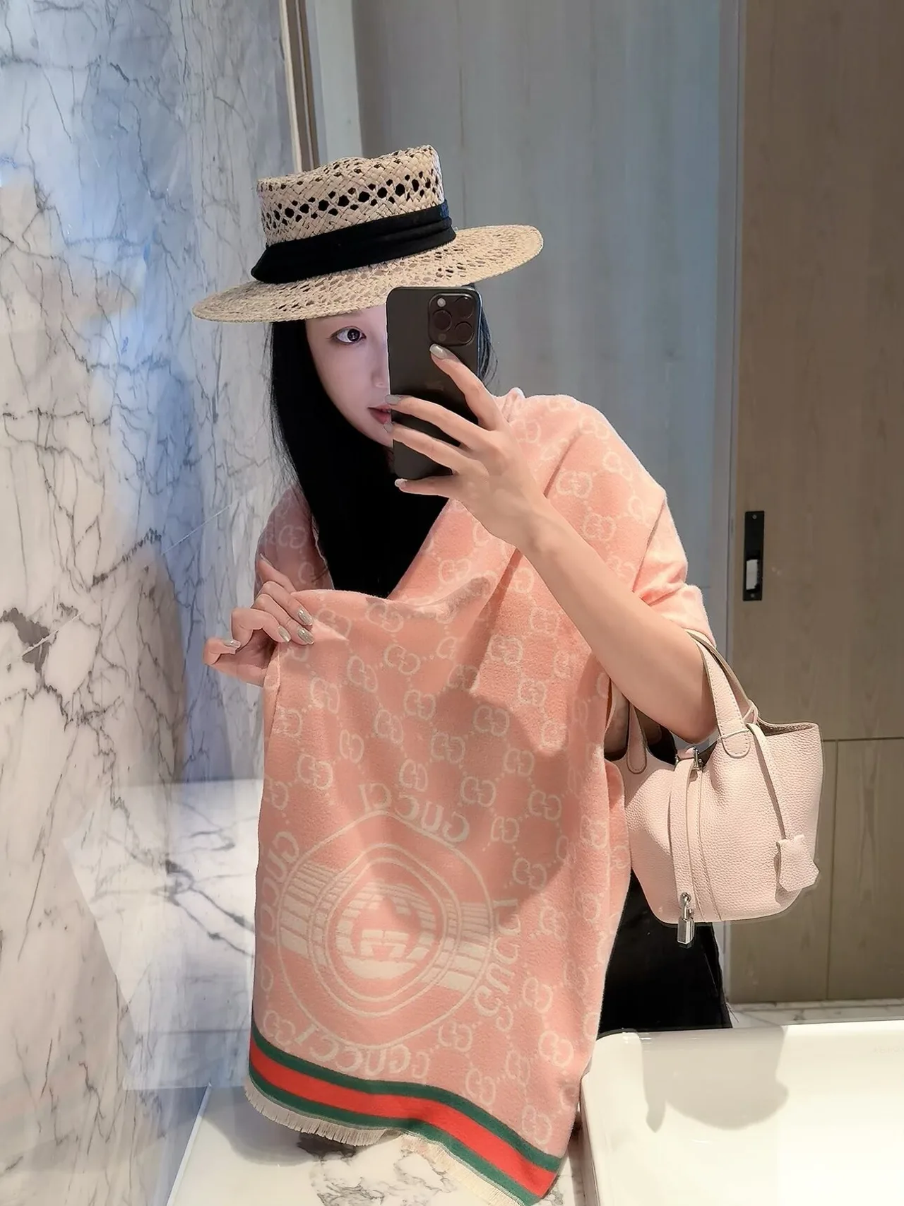 Gucci GG Scarf in Pink & Blue · view 3
