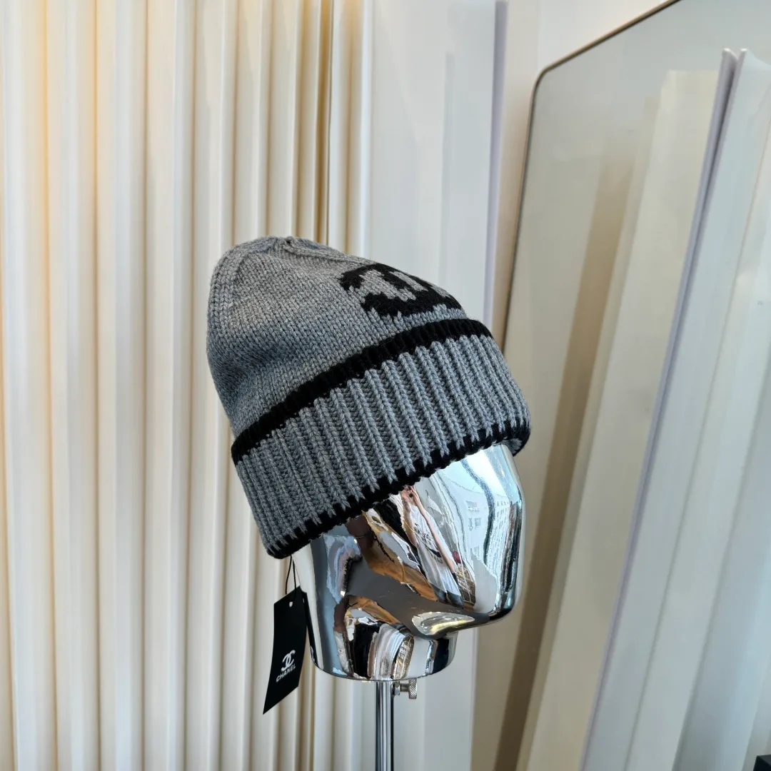 Chanel Ribbed Beanie in Grey · view 2