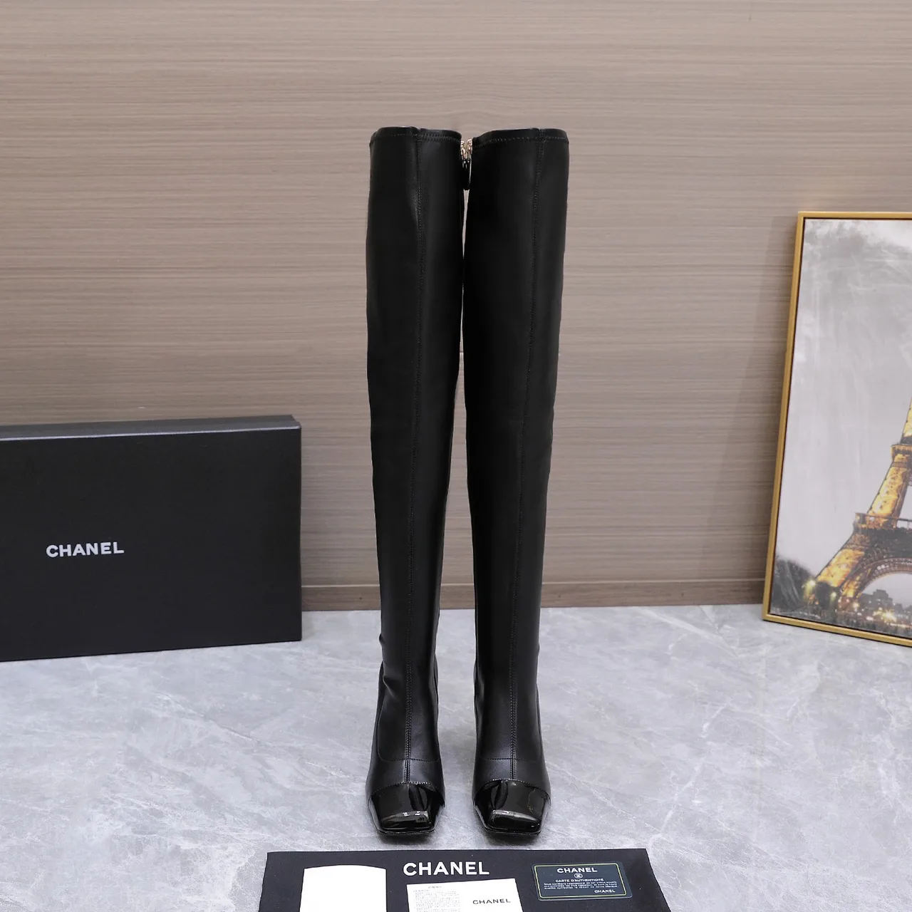 Chanel Cowhide Boots in Black · view 2