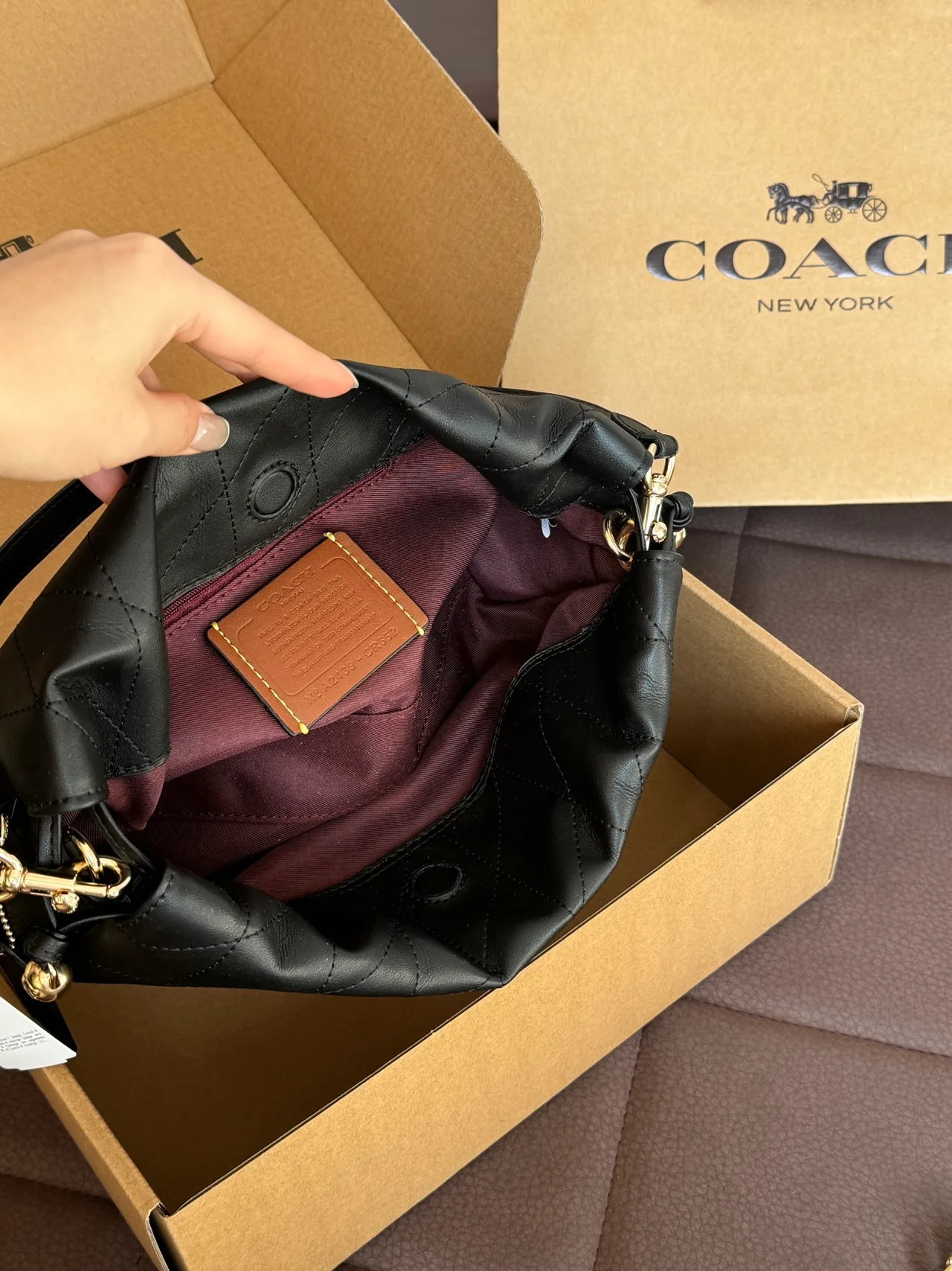 Coach Quilted Shoulder Bag in Black · view 8
