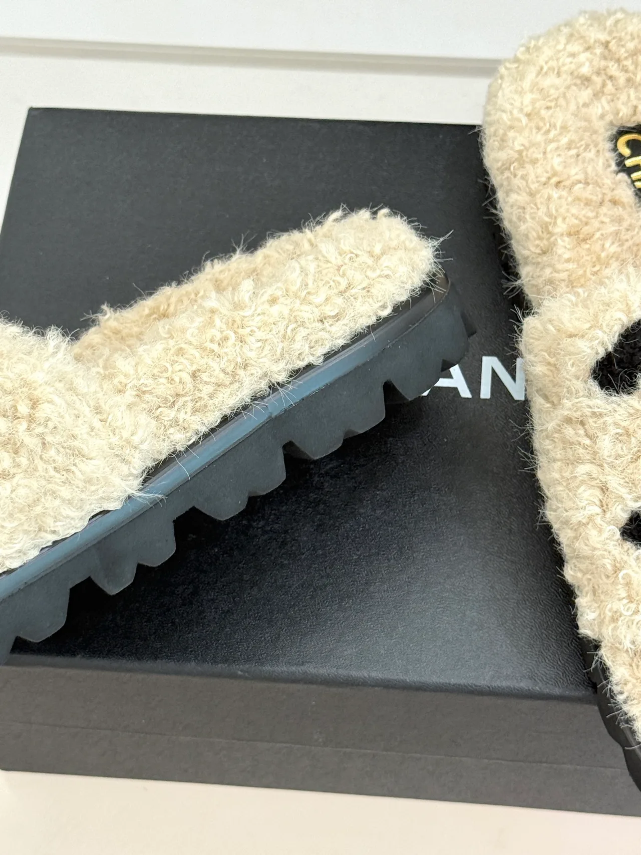 Chanel Denim Slippers in Cream · view 6