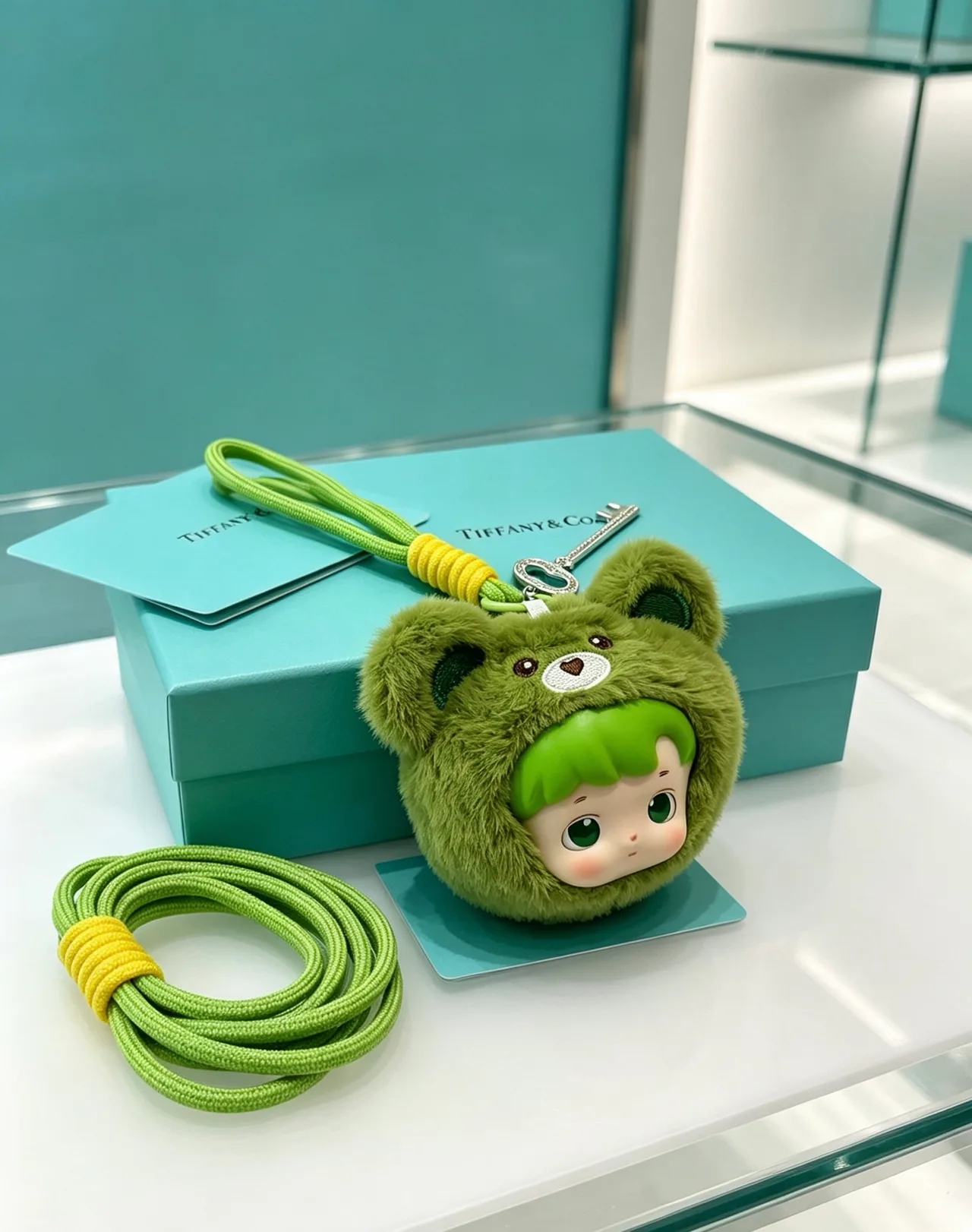 Character Plush Key Holder in Green & Yellow · view 8