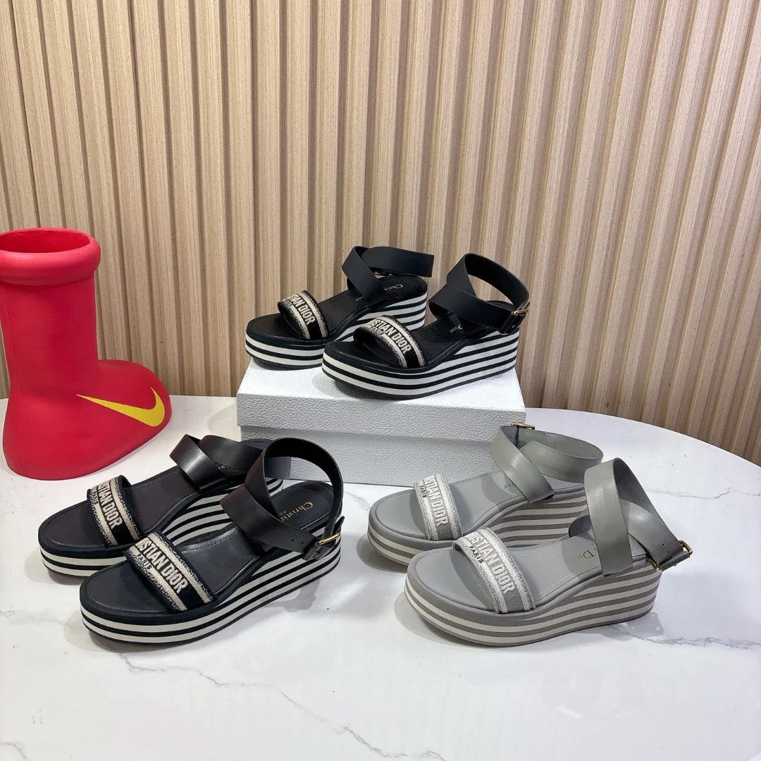 Dior Wedge Sandals in Grey / Black · view 9