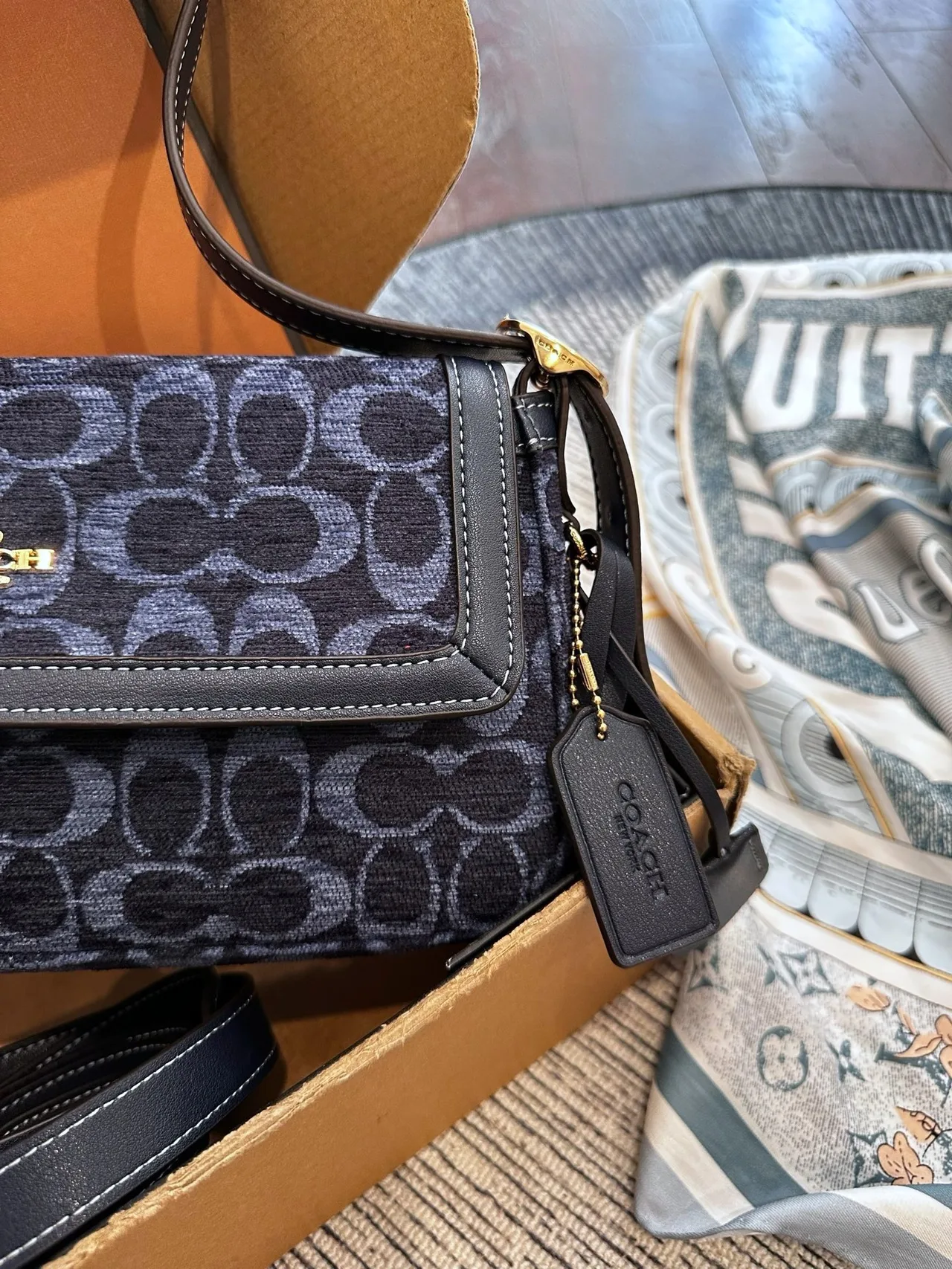 Coach Canvas Suede-Look Crossbody Bag in Blue · view 4