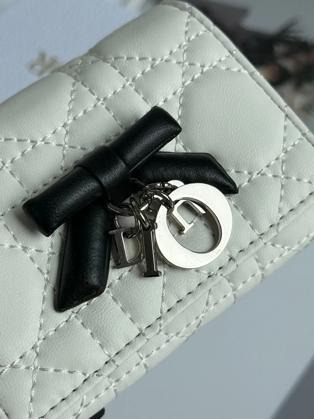 Dior Calfskin Quilted Wallet in White · view 4