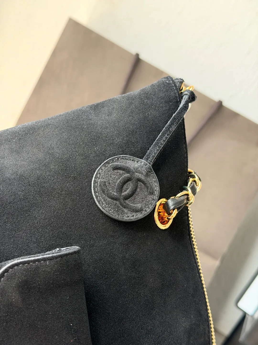 Chanel Leather Glossy Tote in Black · view 8