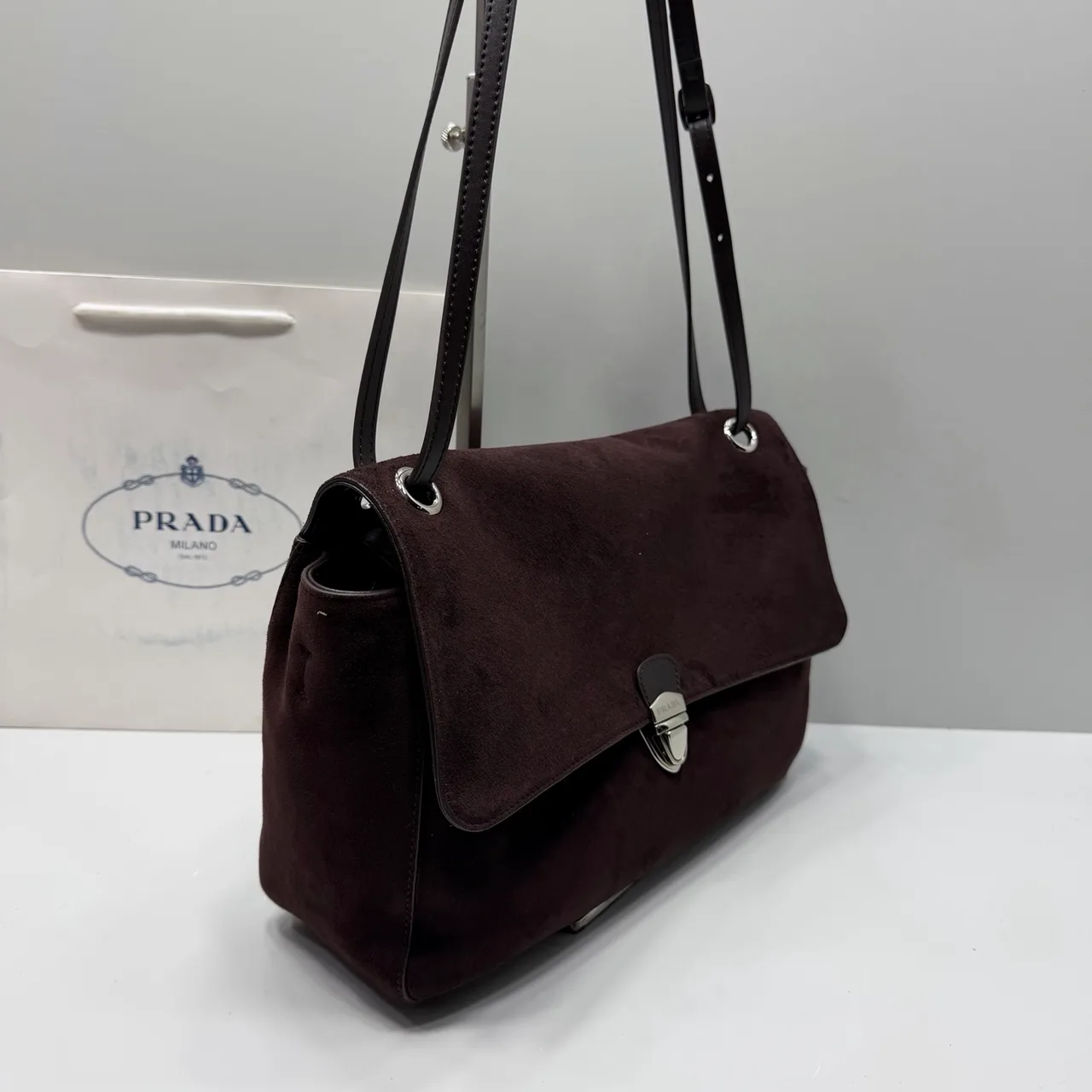 Prada Flap Shoulder Bag in Brown · view 4