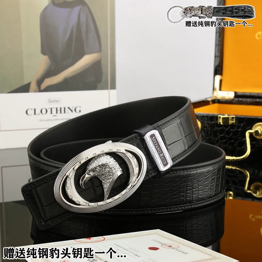 Stefano Ricci Eagle Buckle Belt in Black · view 1